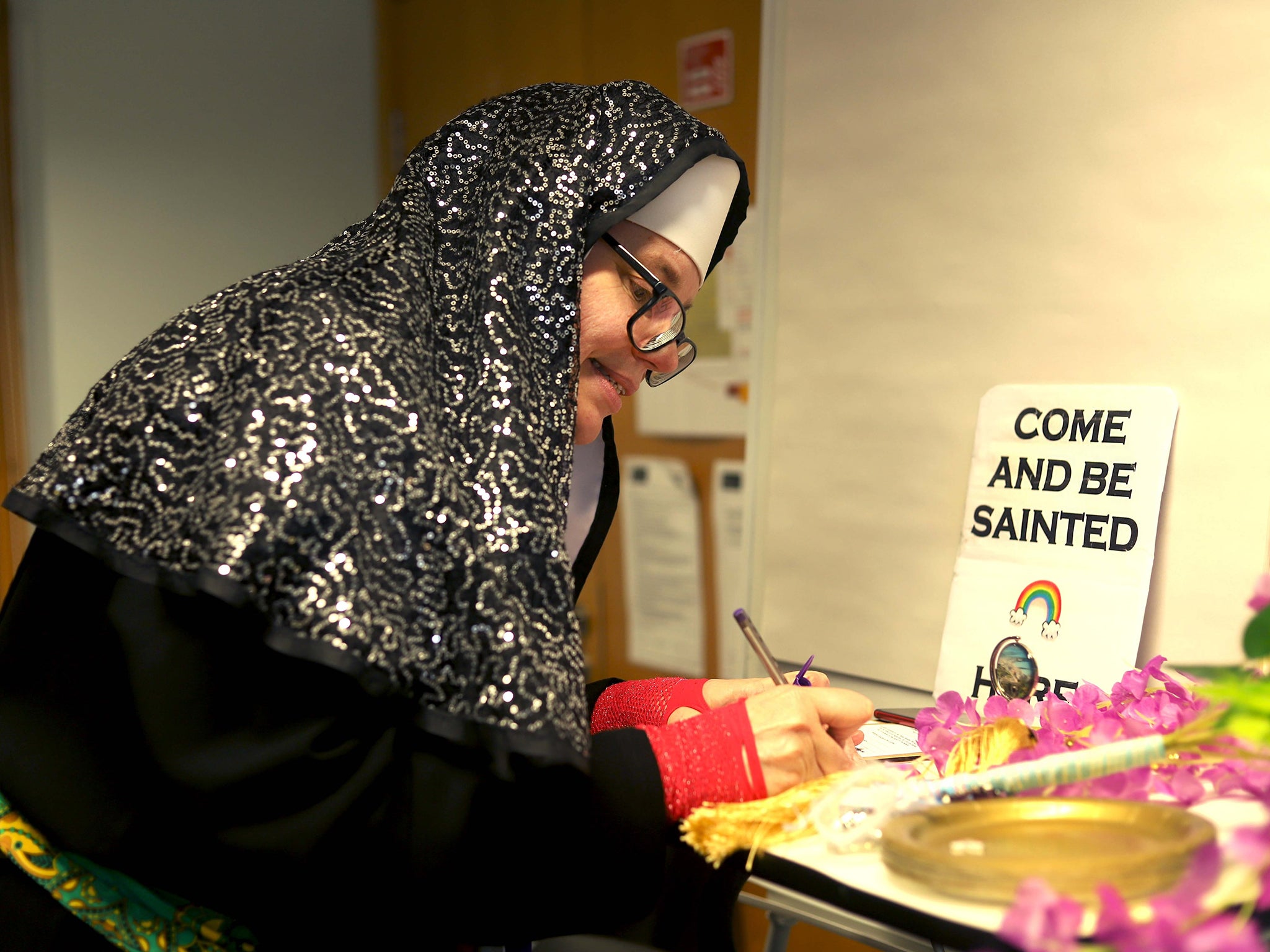 Sister Polly Amorosa, the founder of the Trans Pennine Travelling Sisters