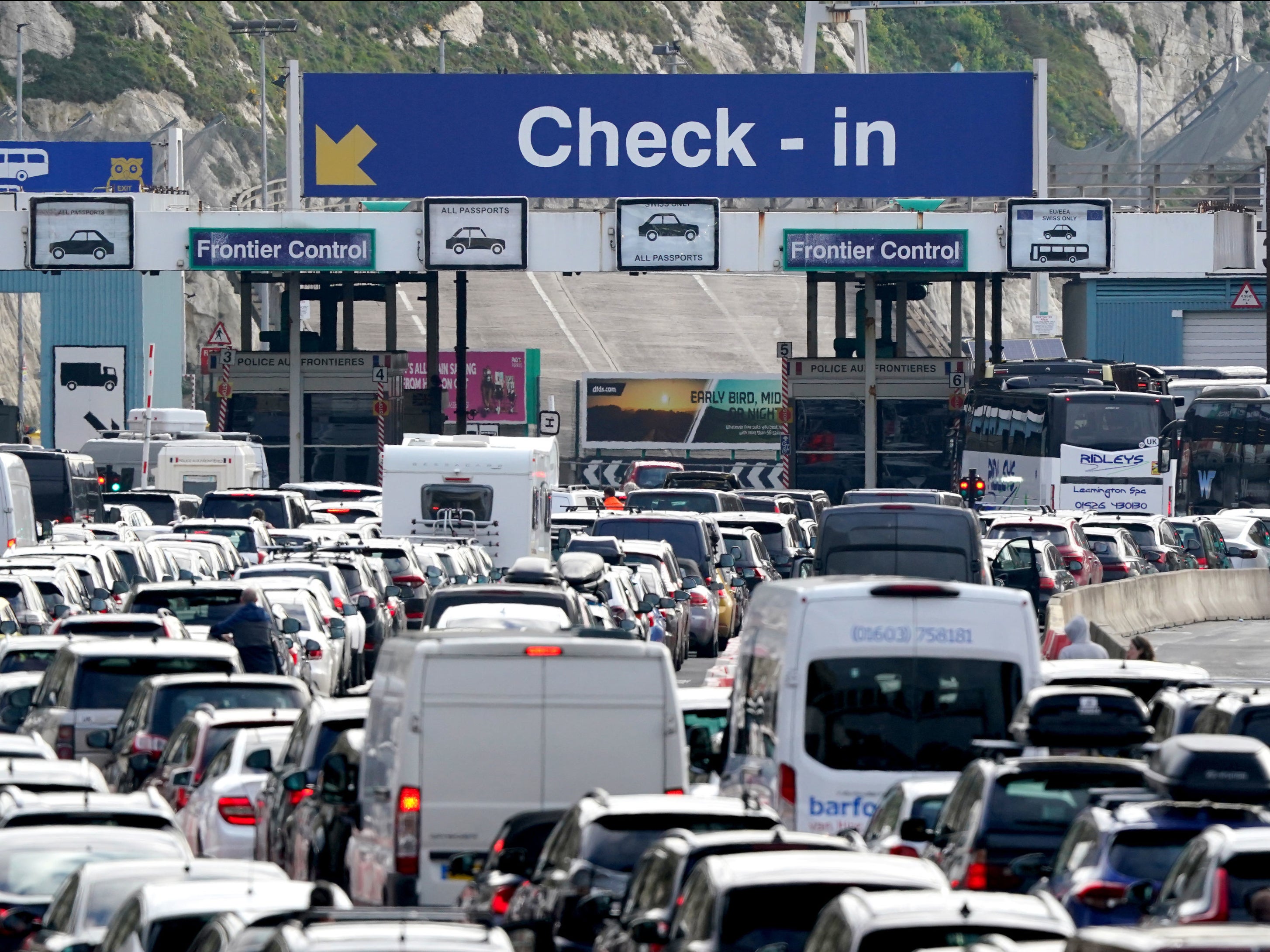 Traffic queues at Port of Dover on Friday