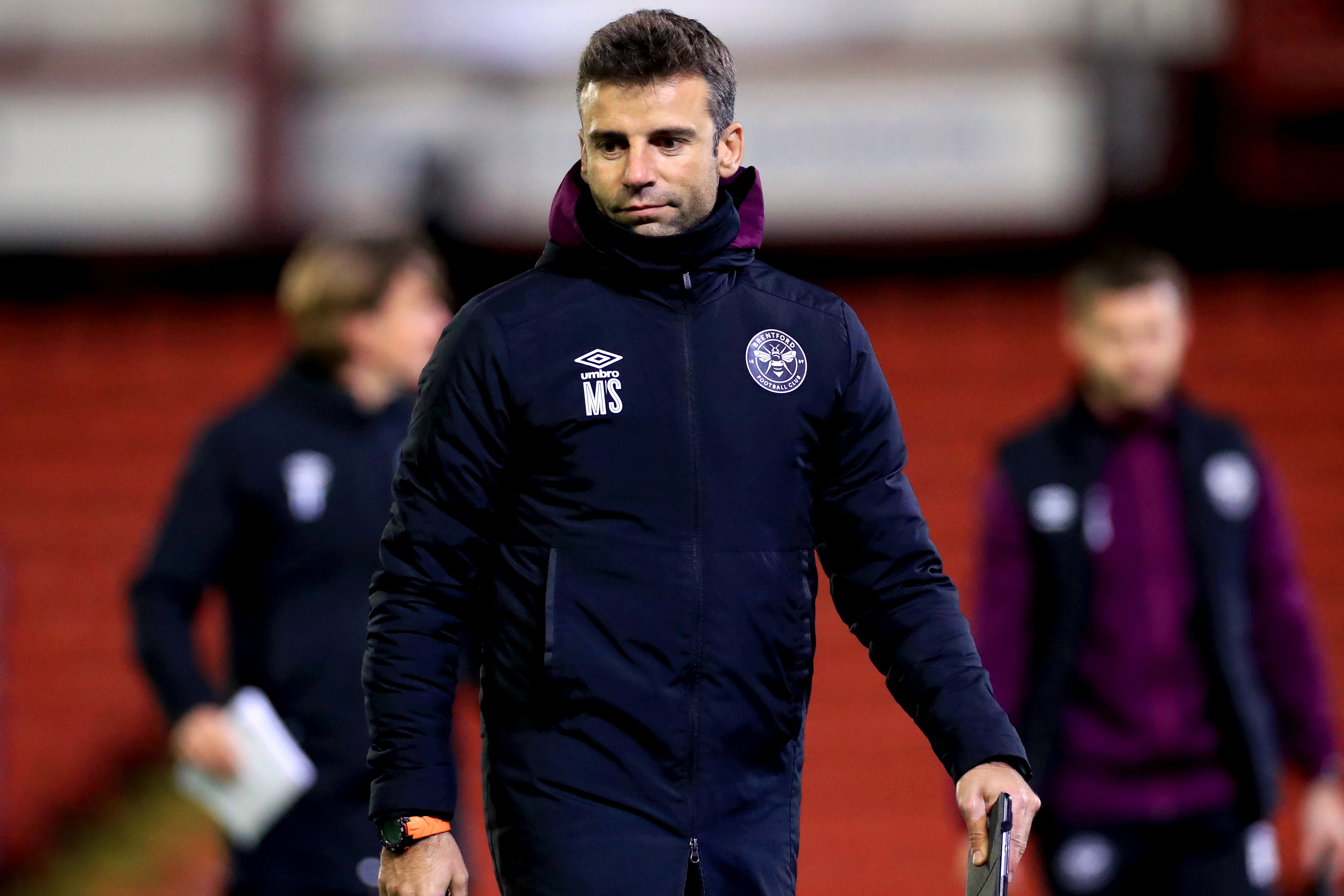 Brentford goalkeeping coach Manu Sotelo (pictured) and Nottingham Forest groundsman Ewan Hunter have been charged with improper conduct (Mike Egerton/PA)