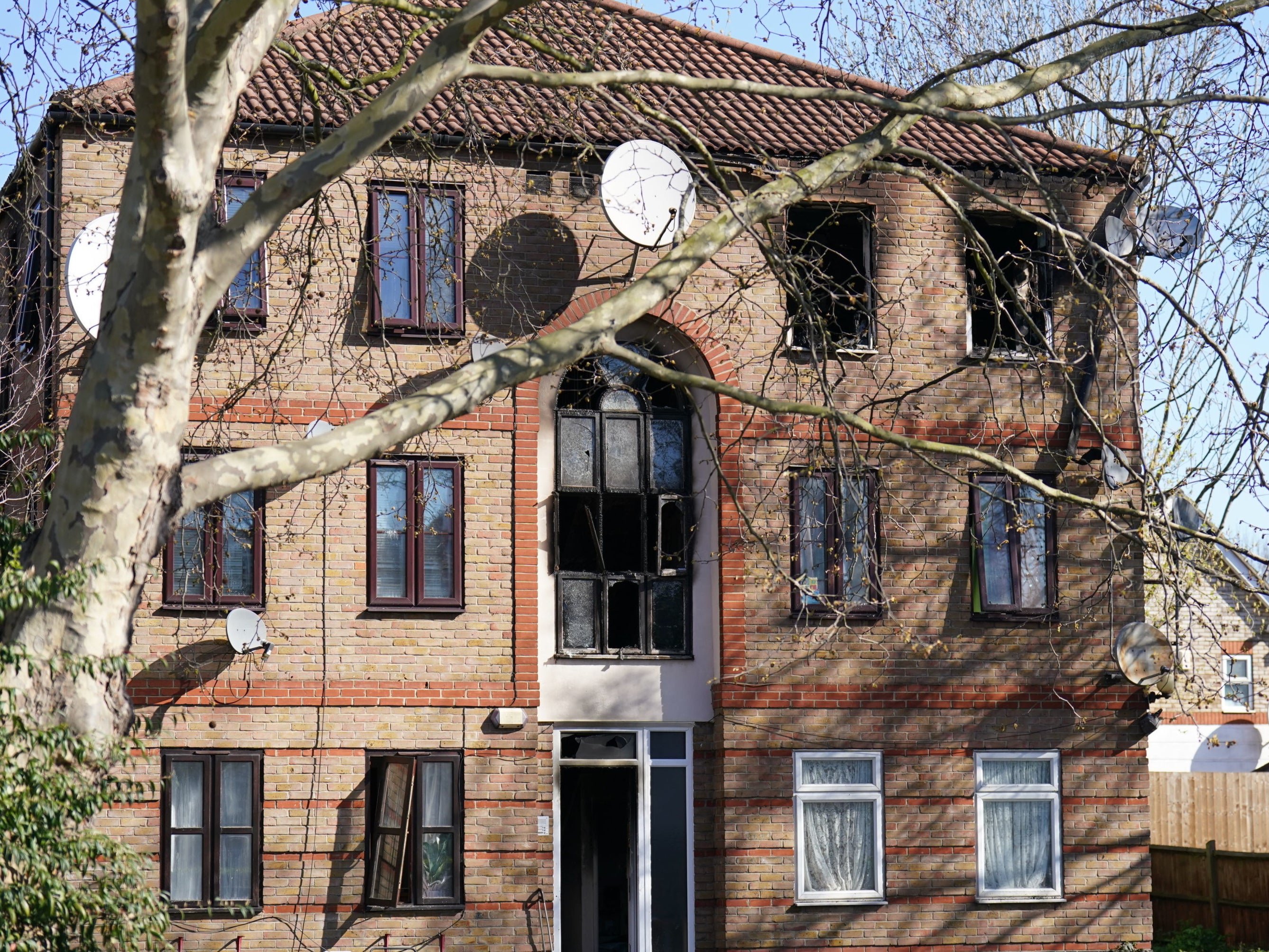 Damage to the building was more easily seen in daylight