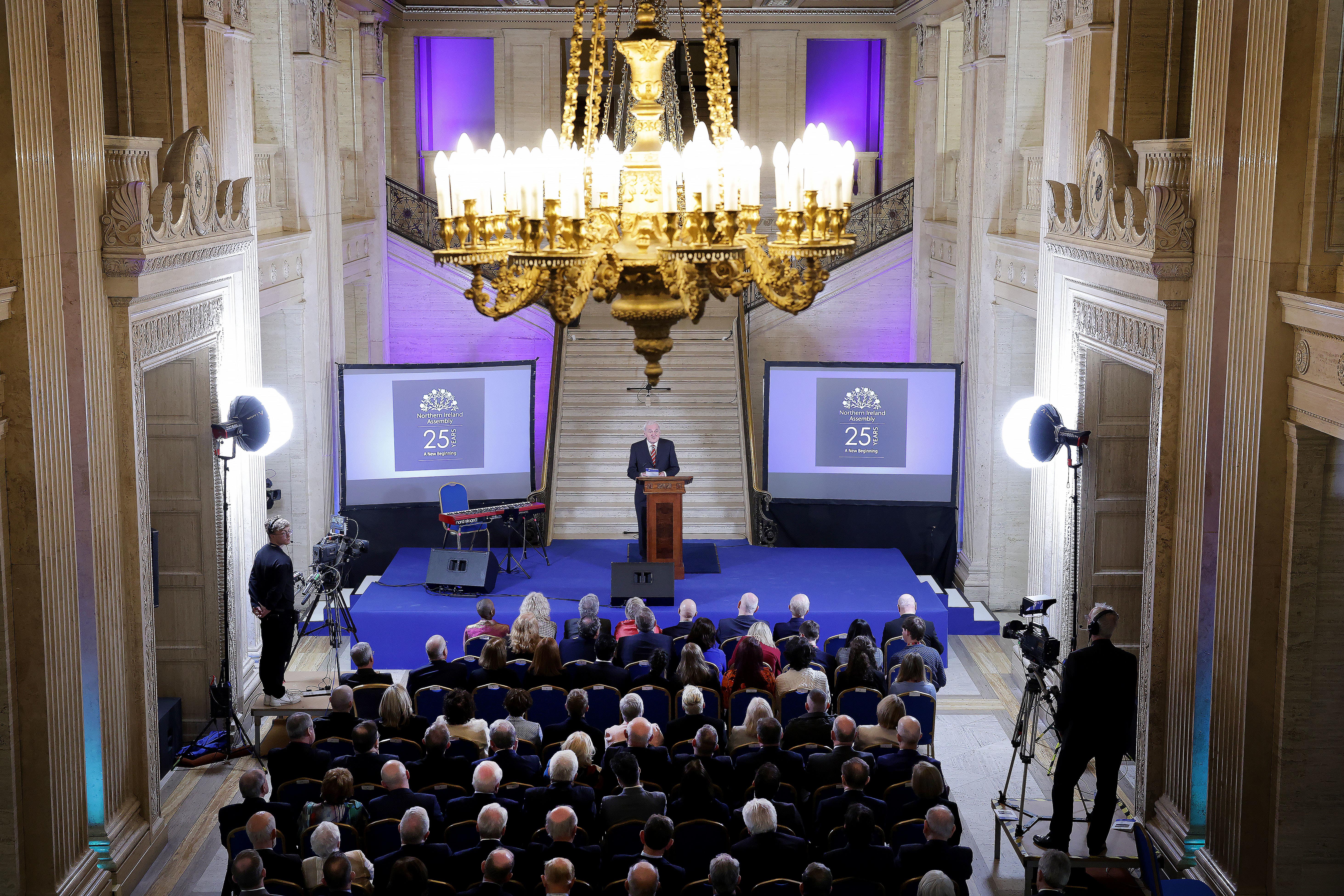 Bertie Ahern speaking during the ceremony (William Cherry/Presseye/PA)