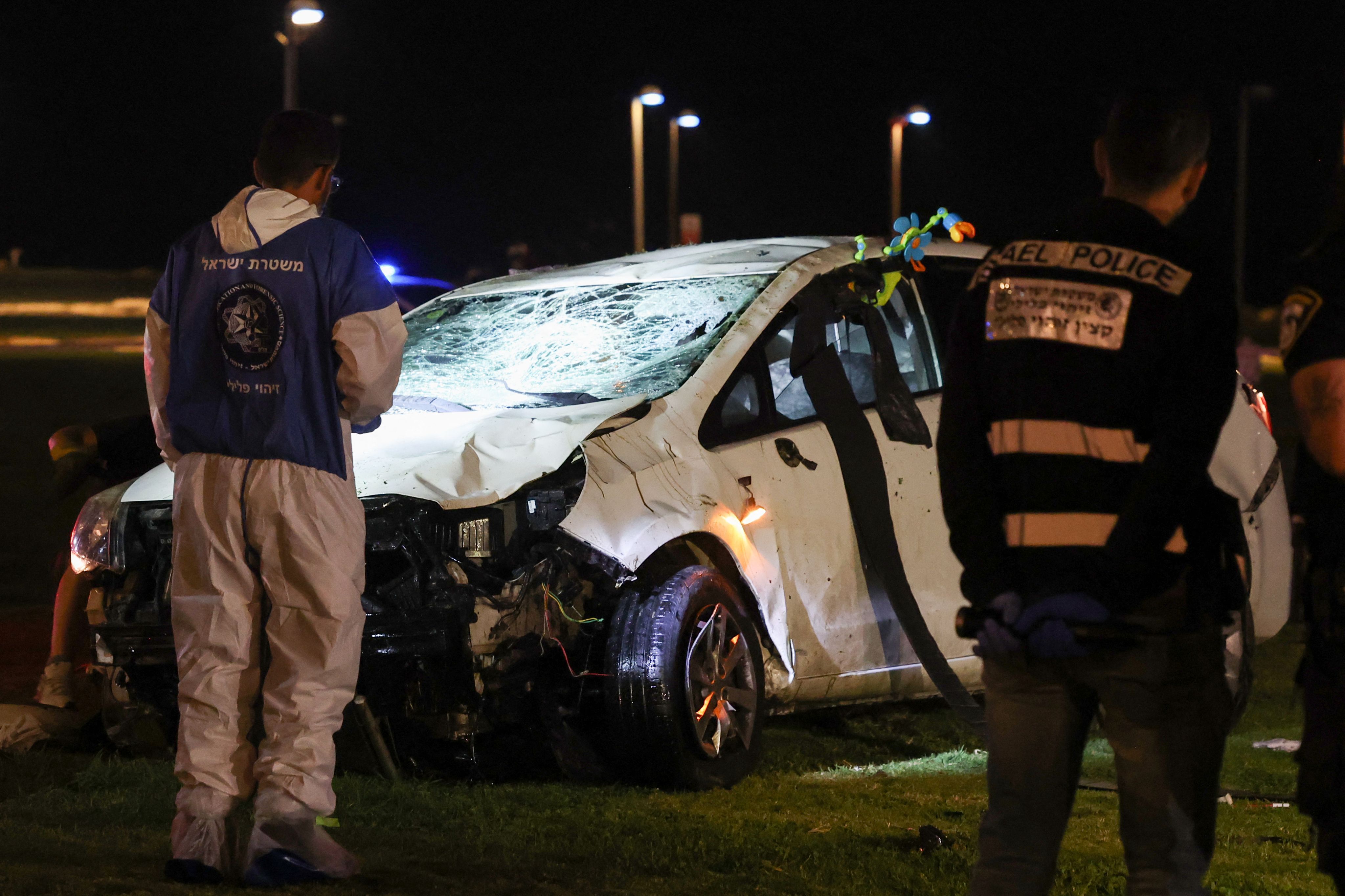 The car used by the suspect rolled over during the assault according to witnesses