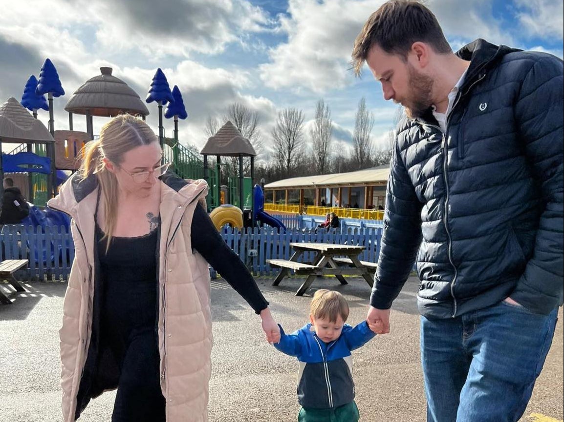 Bethany, Harrison and Harrison's dad at the park