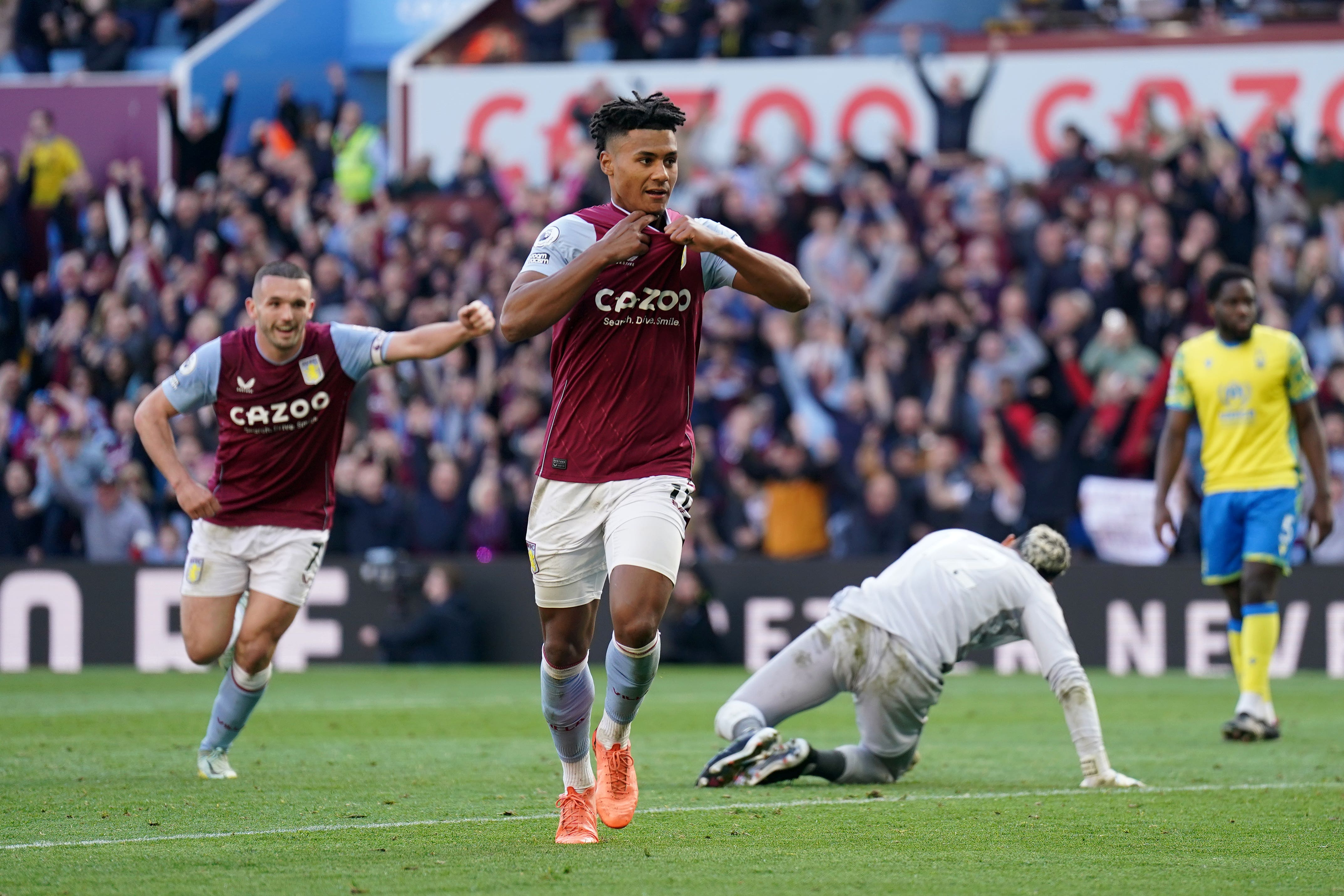 Ollie Watkins celebrates his late second (Joe Giddens/PA)