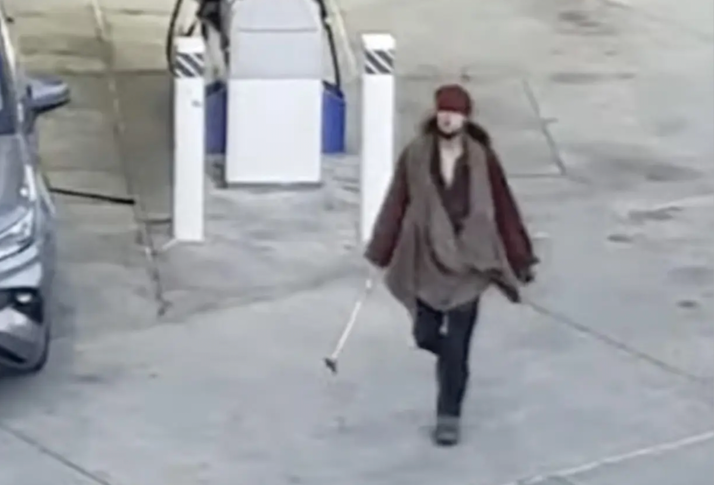 A suspect, identified as 24-year-old Garet Doty, was seen on surveillance footage walking with a long metal object soon after the assault