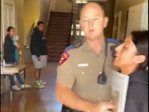 Footage captures the moment the trooper tries to remove Ana Rodriguez from the school