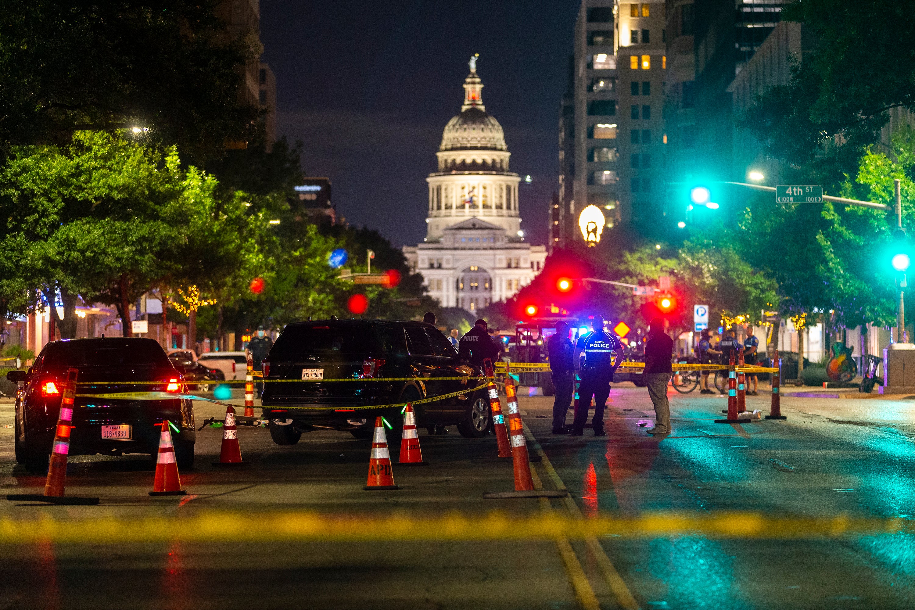 Police at the scene of the shooting