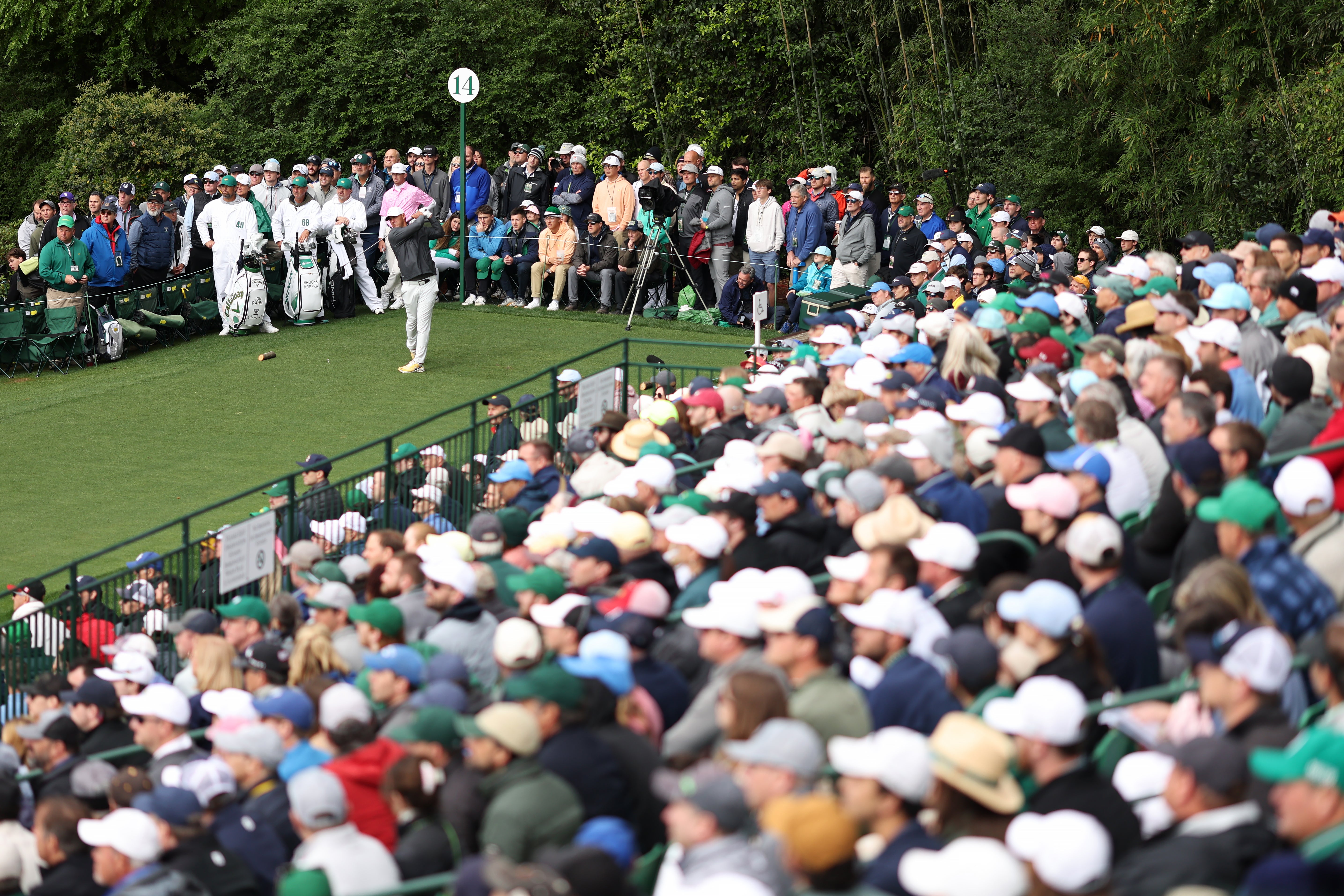 Brooks Koepka tees off from the 14th teebox