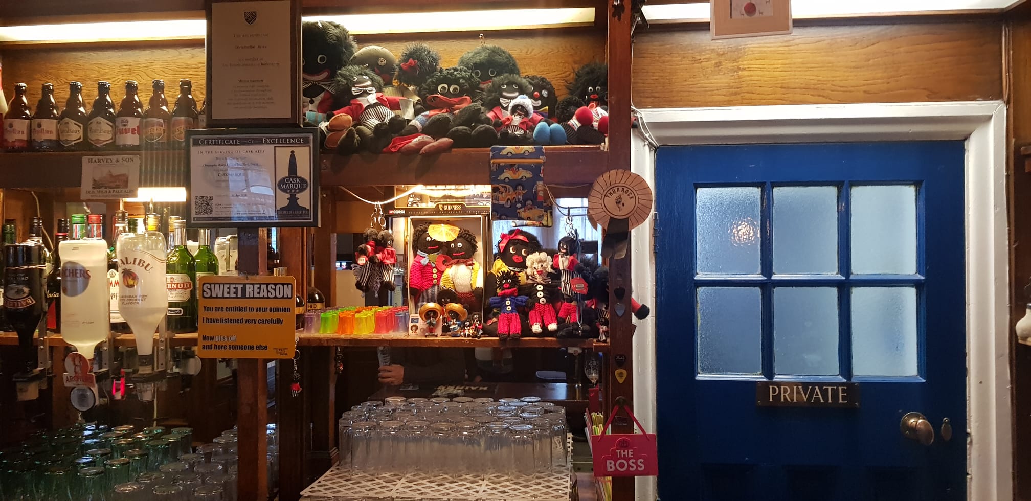 The dolls in the pub before they were seized by Essex Police