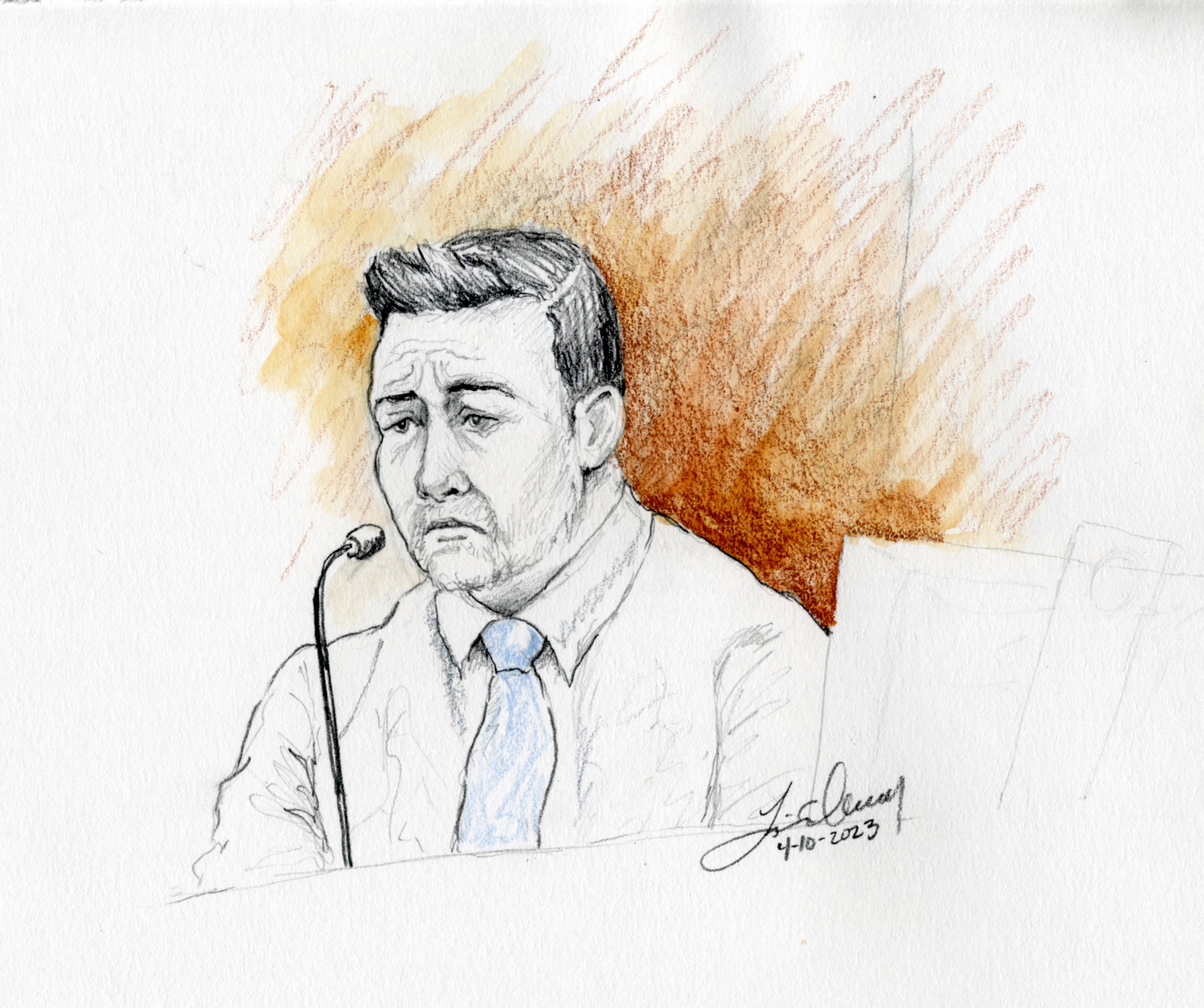 Brandon Boudreaux is seen in a court sketch