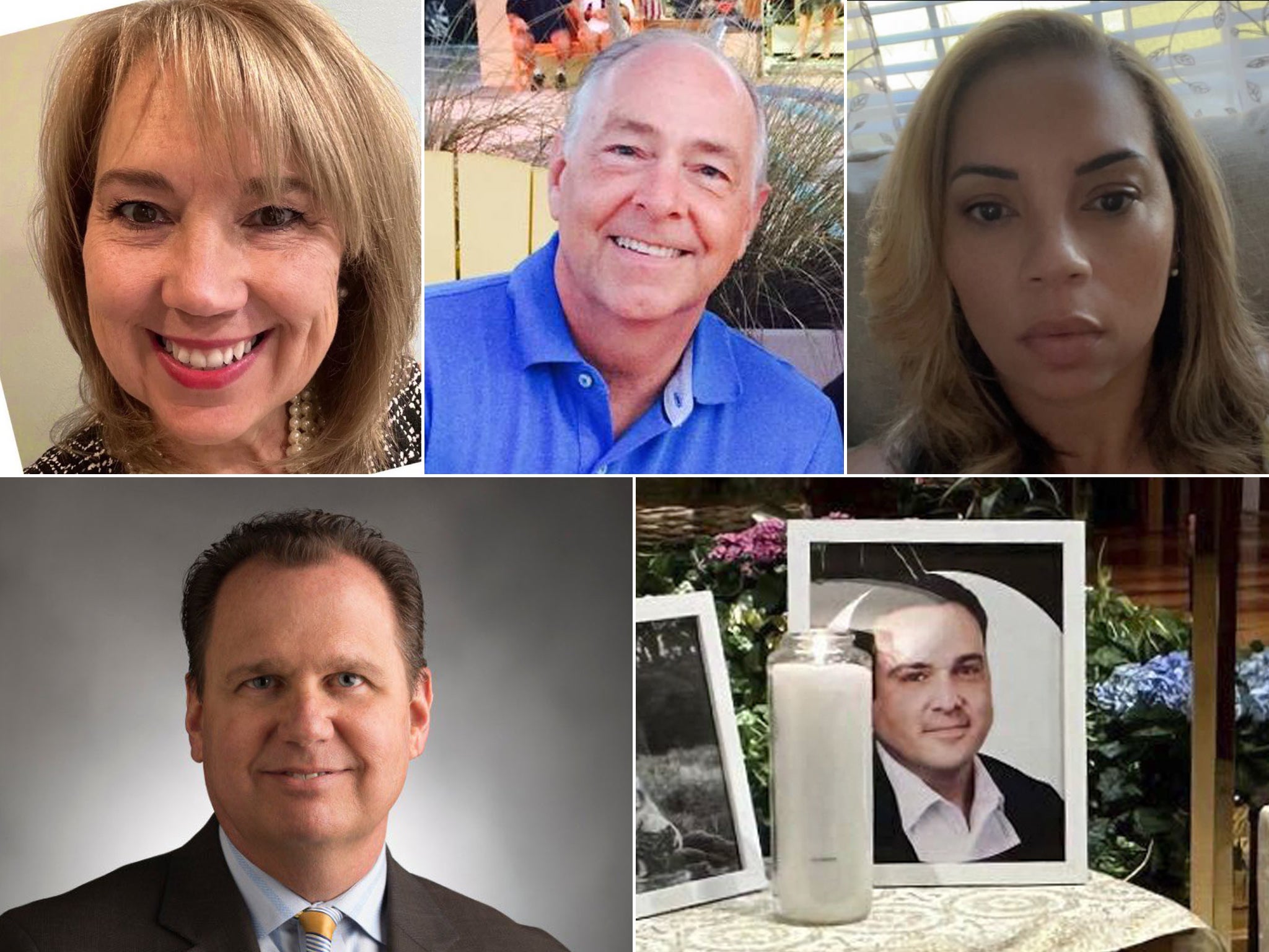 Victims from clockwise top left: Deana Eckert, 57, Tommy Elliott, 63, Juliana Farmer, 57, Josh Barrick, 40, and Jim Tutt, 64