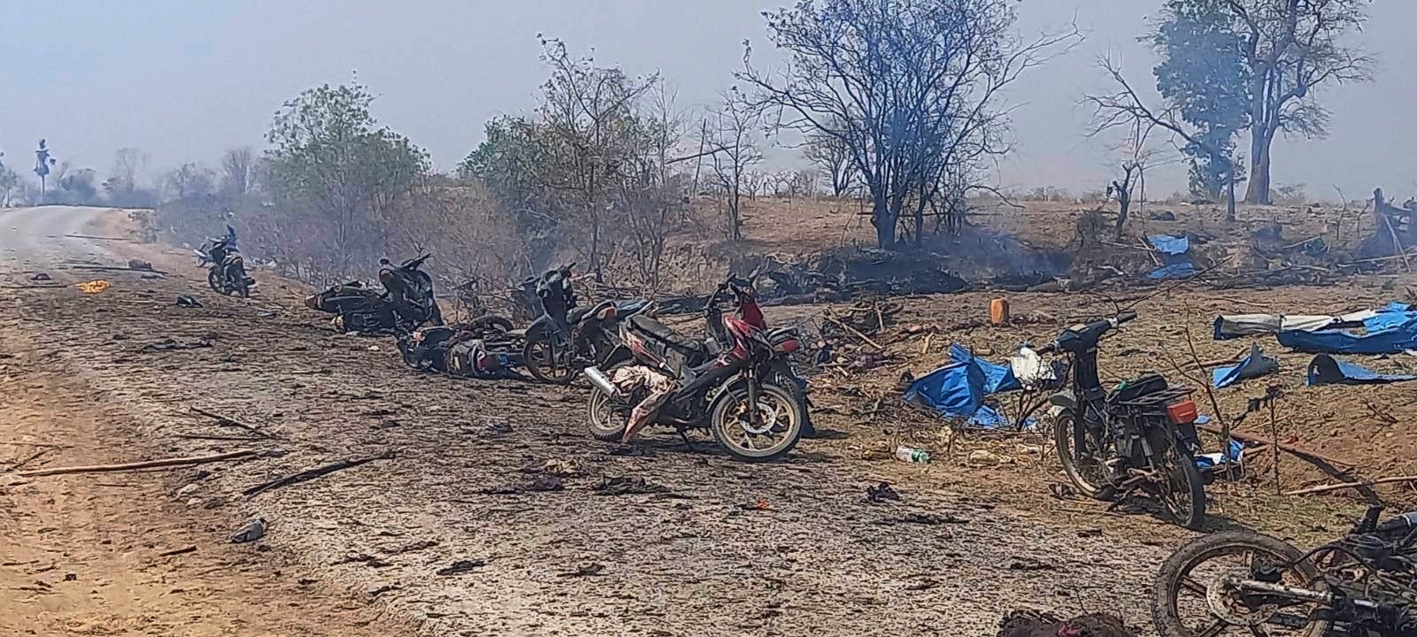 Aftermath of an airstrike in Pazigyi village in Sagaing Region’s Kanbalu Township