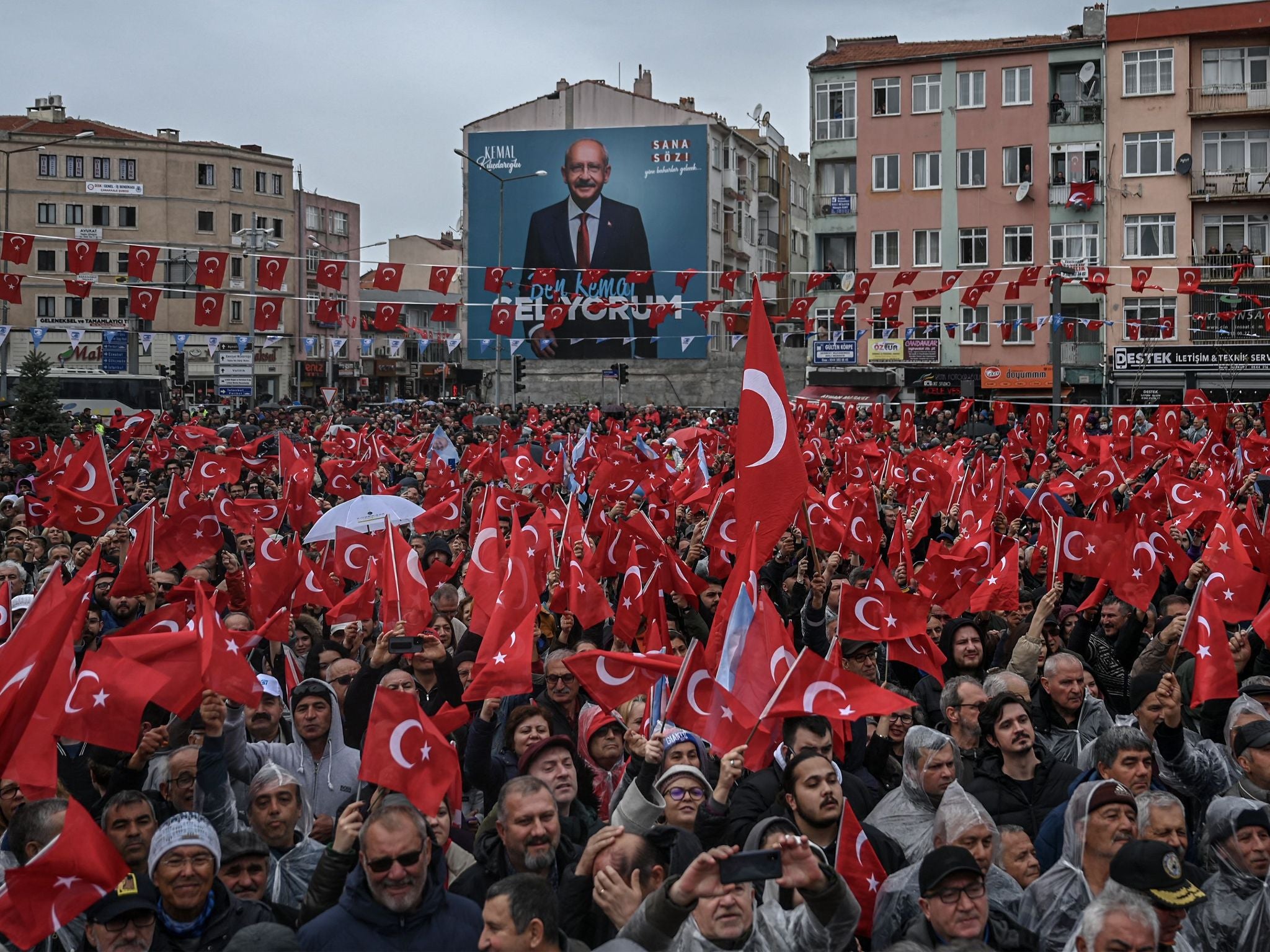 Supporters attend a rally for Kilicdaroglu in Canakkale, western Turkey