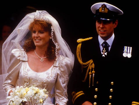 Sarah Ferguson and Prince Andrew at their wedding day in 1986