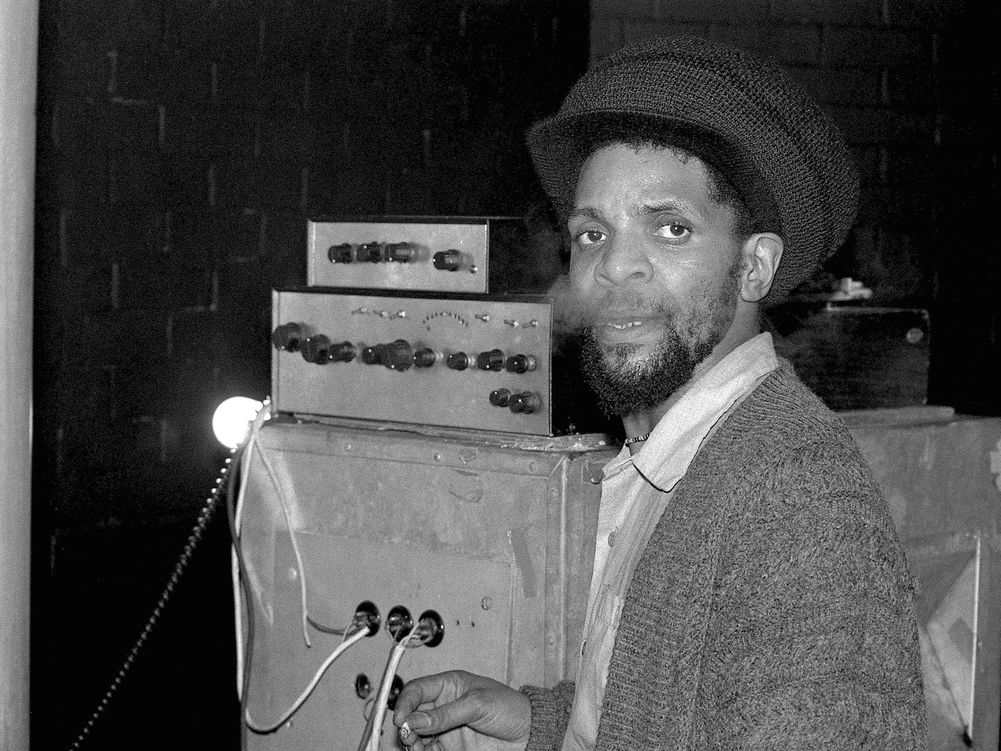 Jah Shaka backstage at Albany Empire, Deptford, London on 7 February 1988