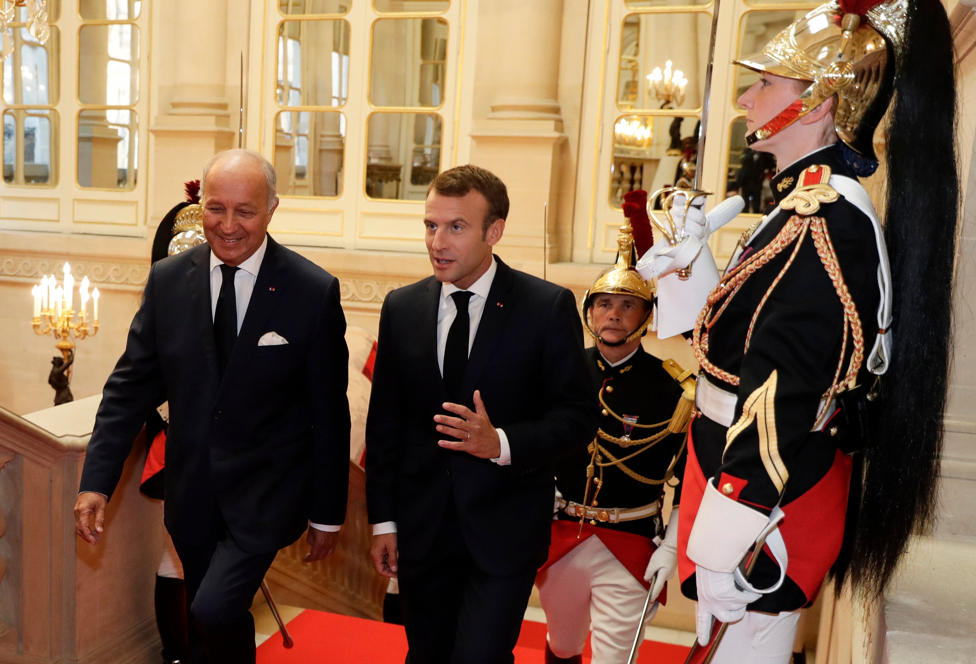 Macron with president of the Constitutional Council