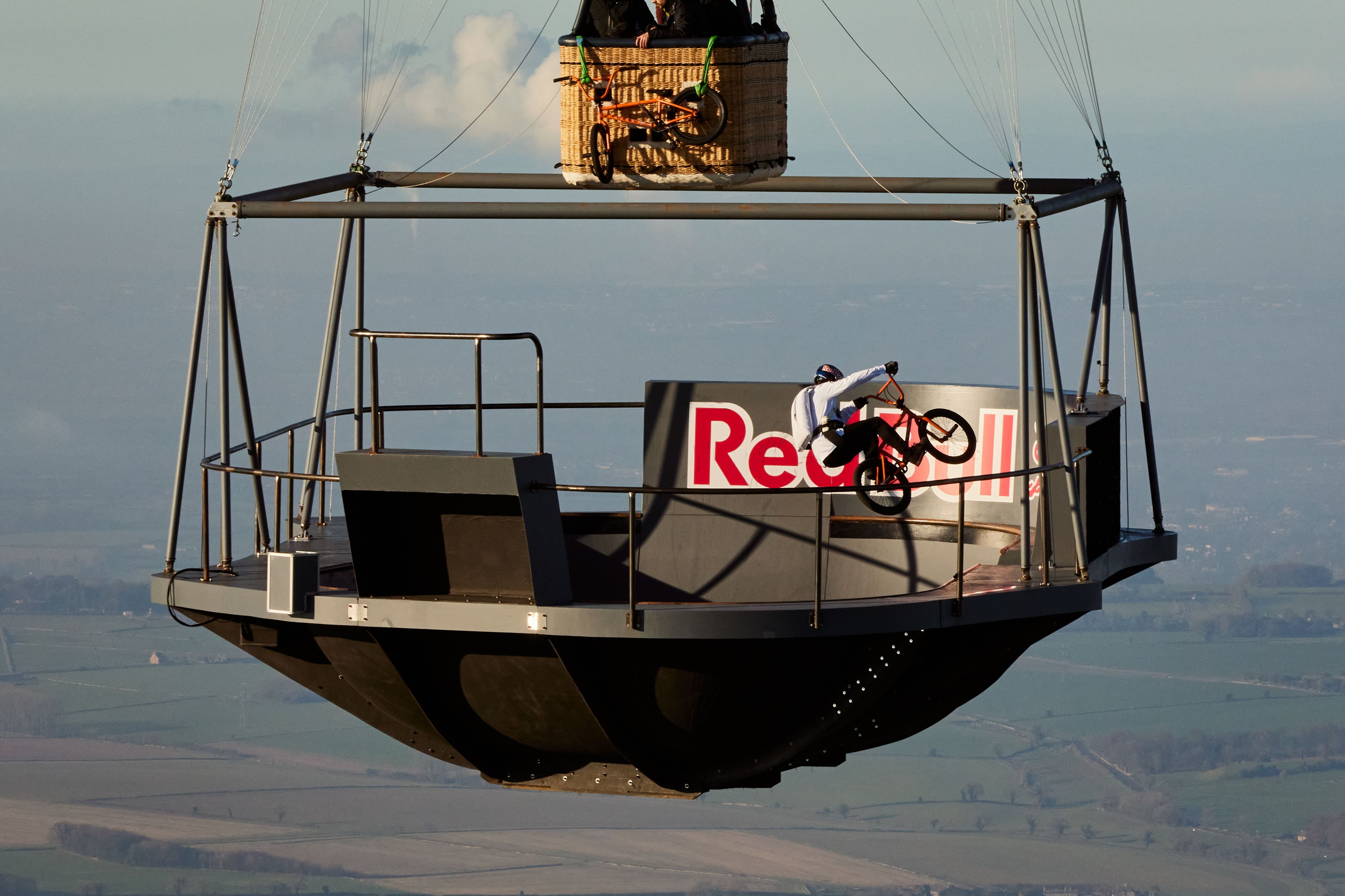 Kriss Kyle pulled off several difficult tricks as the bowl flew high above the Cotswolds (Red Bull/PA)