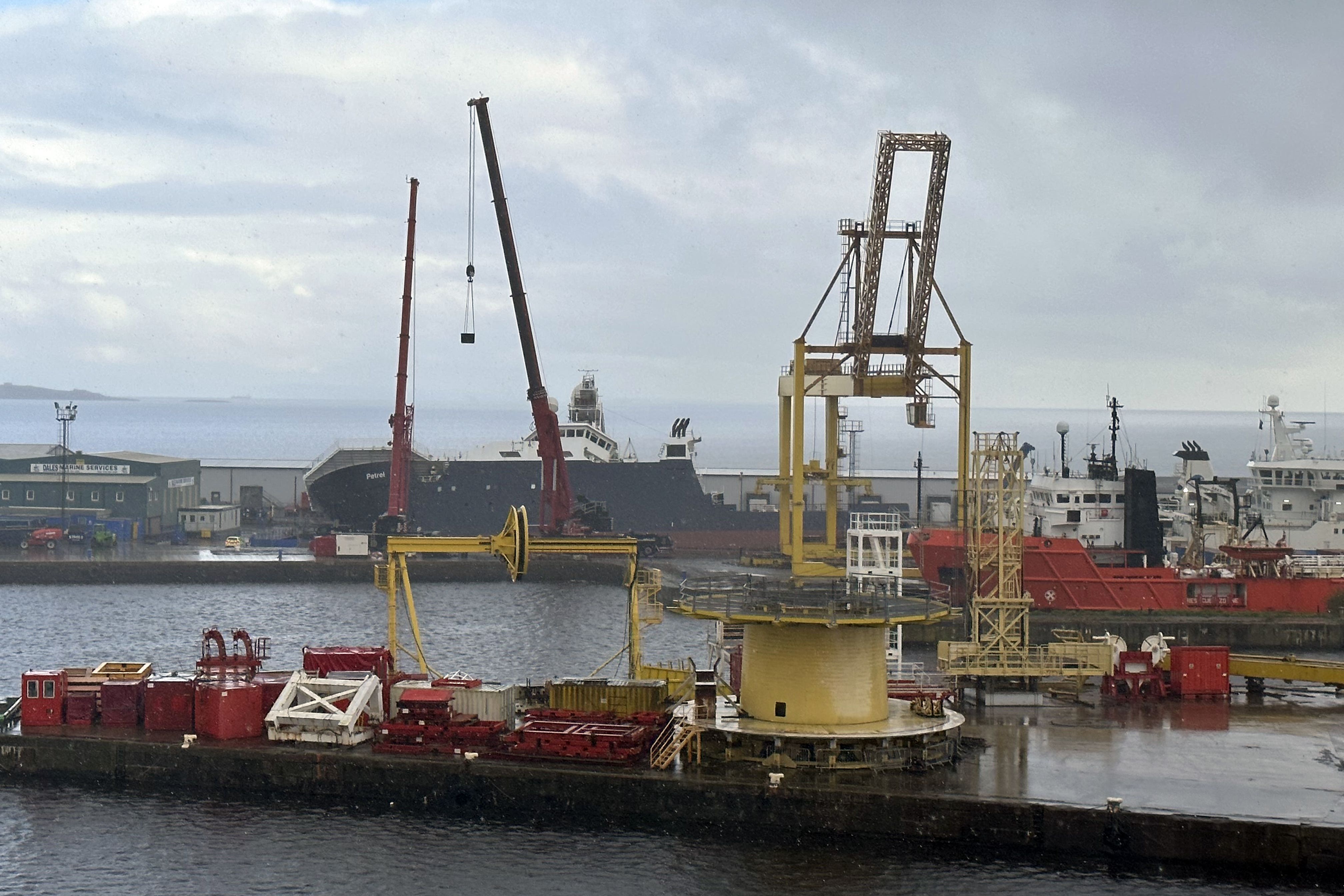 A view of the ship Petrel at Imperial Dock in Leith, Edinburgh, which became dislodged from its holding and toppled last month (PA)