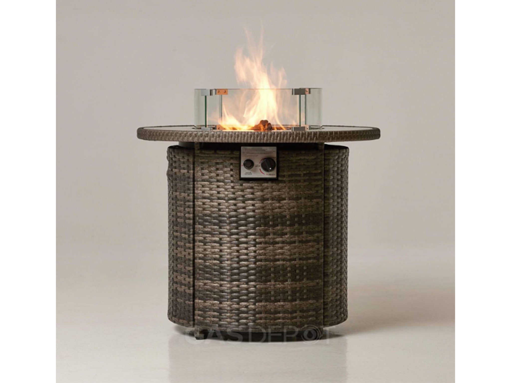 Realglow grey coreglass rattan gas fire pit