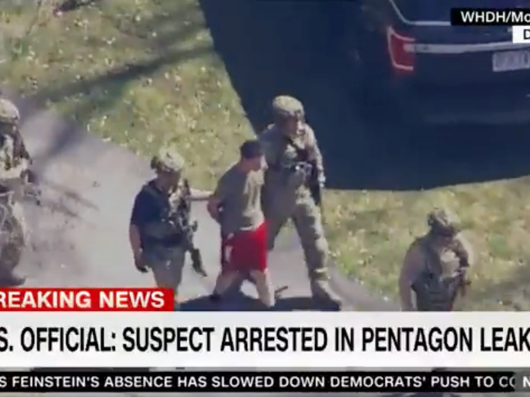 Suspect in leak of Pentagon secrets, identified by media outlets as Jack Texeira, is arrested by armed FBI agents in North Dighton, Massachusetts