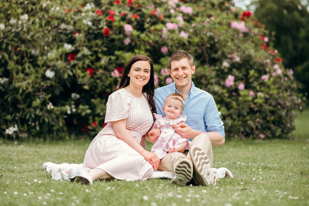 Sofia Brogden, 2, with her parents Dasha and Carl, who has a severe developmental disorder