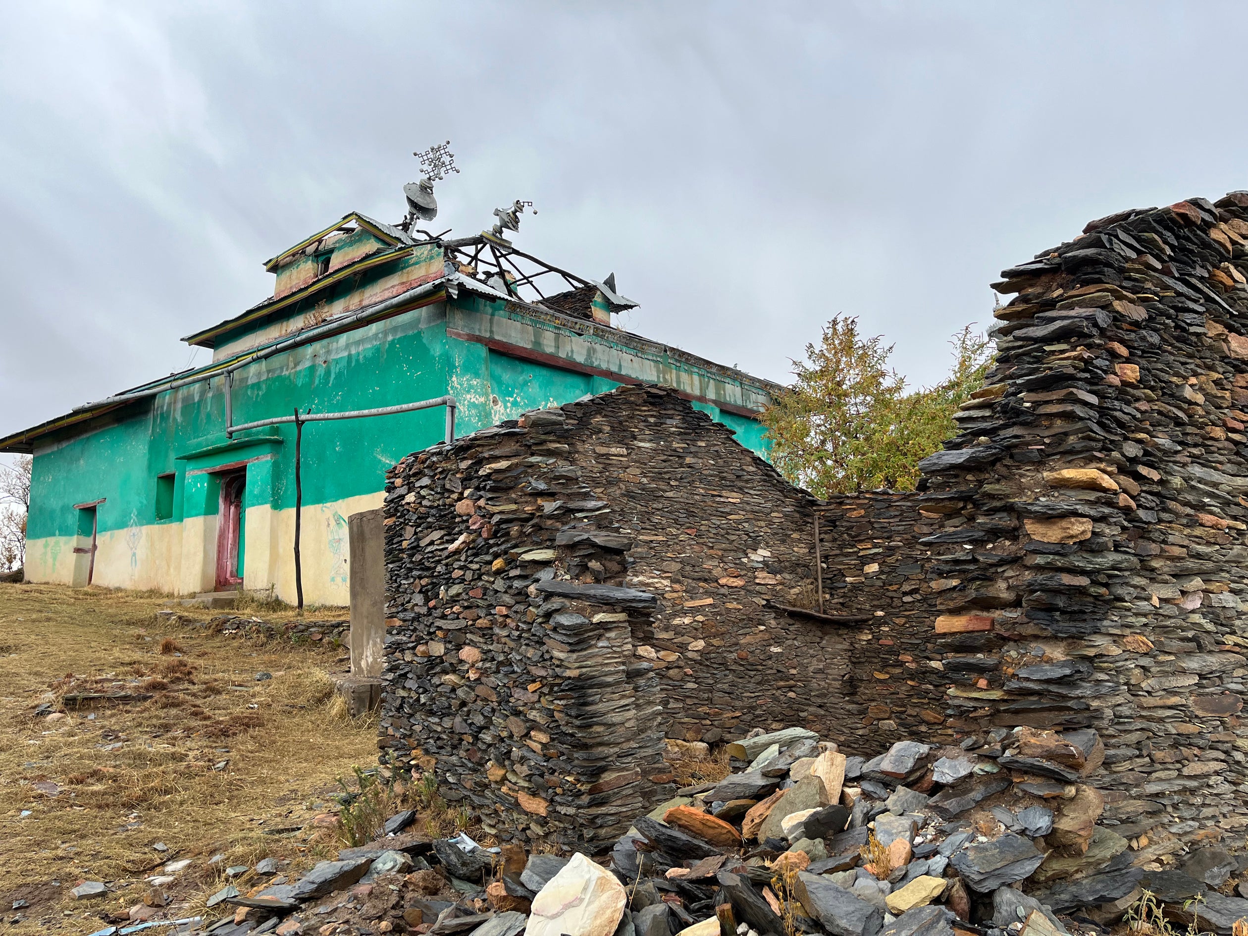 The Amanuel Maago church in the Tigray region that was damaged by mortars. Residents say several people were killed