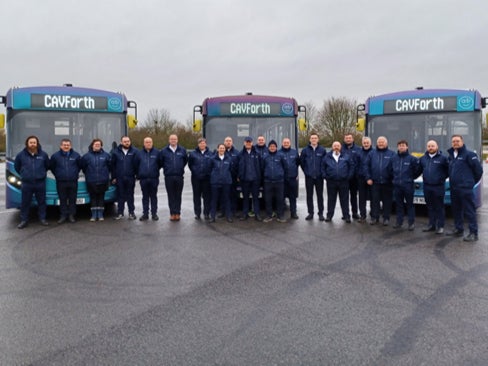 Staff on Scotland’s new autonomous bus service, CAVForth