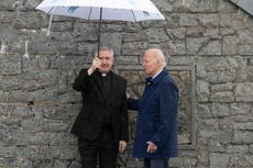 Biden visit – latest: US president tears up meeting priest who gave son Beau last rites