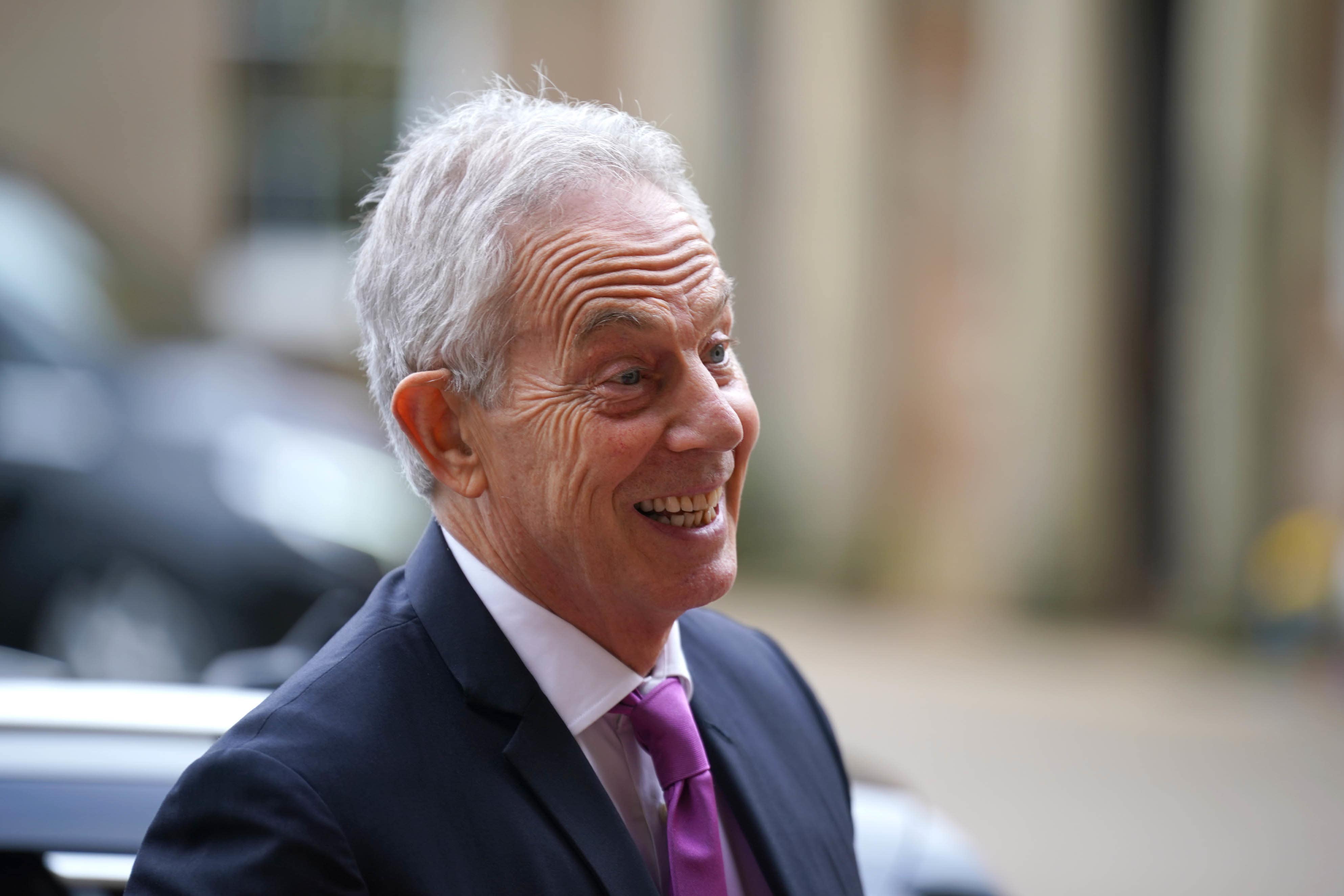 Sir Tony Blair arrives at a Gala dinner to recognise Mo Mowlam’s contribution to the peace process and mark the 25th anniversary of the Good Friday Agreement at Hillsborough Castle in Northern Ireland (Niall Carson/PA)