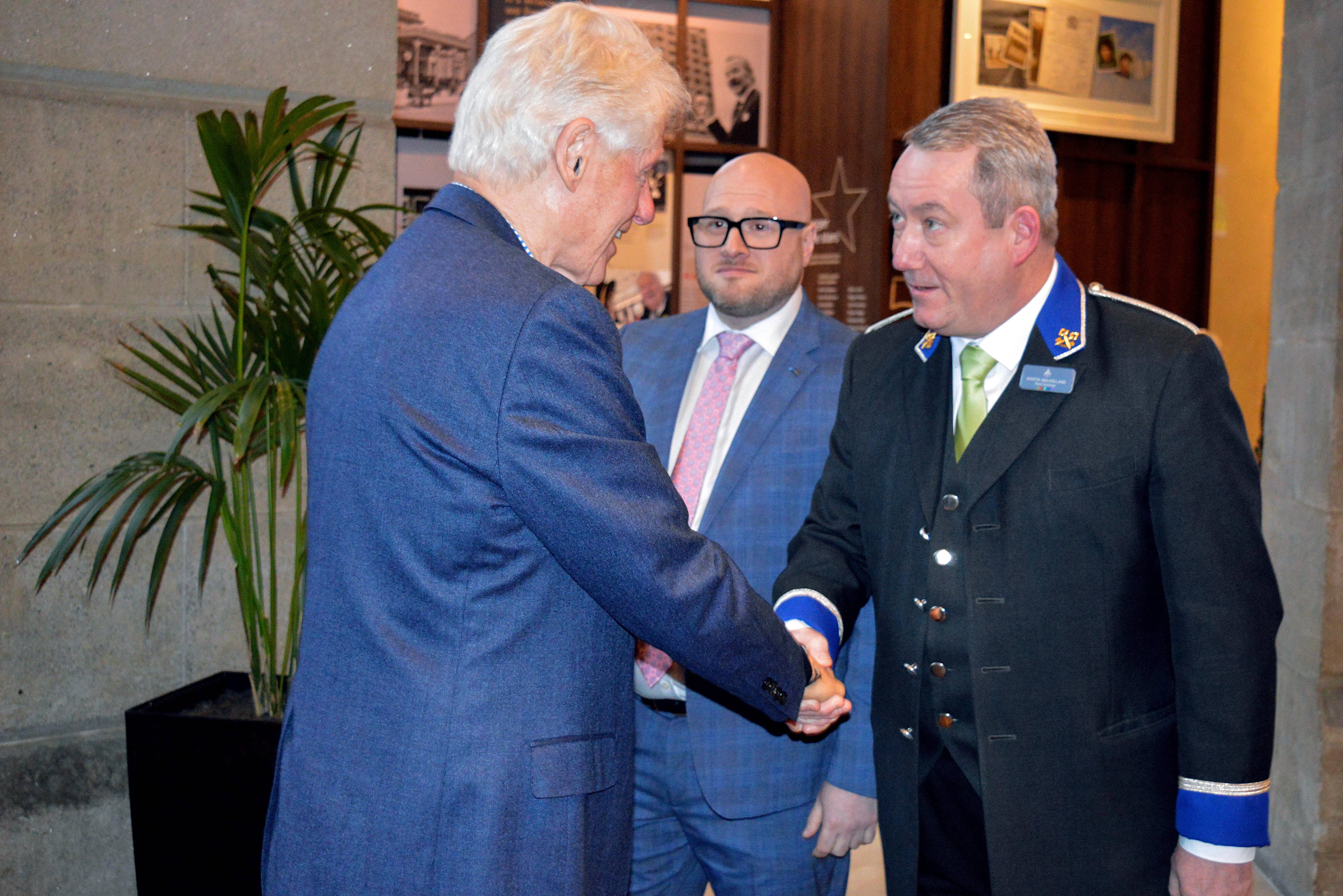 Bill Clinton is reunited with concierge Martin Mulholland, whom he met while staying at the Europa Hotel in 1995 and 1998 (Europa Hotel/PA)