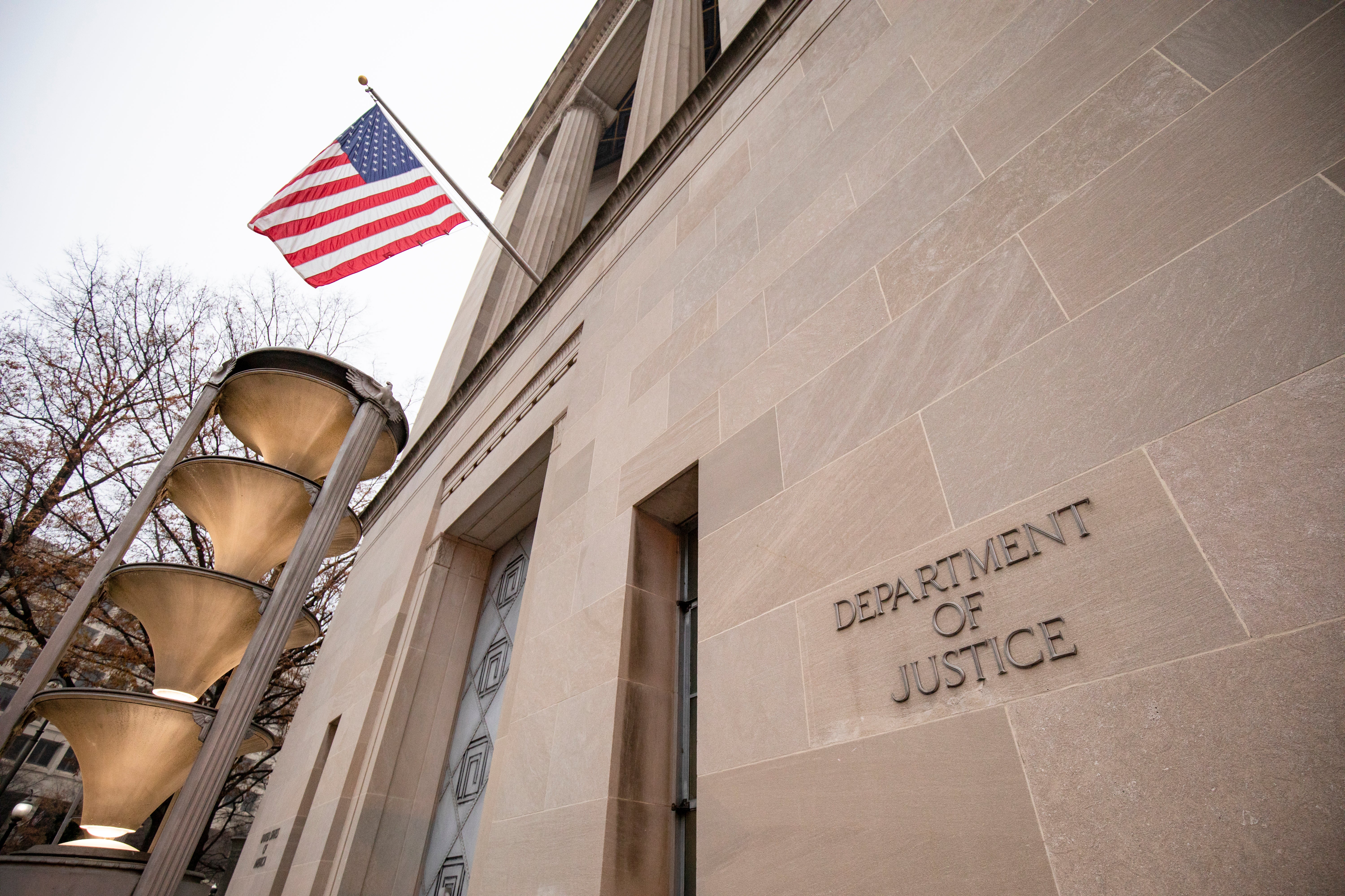 The Justice Department building on a foggy morning on December 9, 2019 in Washington, DC. It is expected that the Justice Department Inspector General will release his report on the investigation into the Justice and FBIs conduct during the FISA warrant process as it relates to the 2016 election today.(Photo by Samuel Corum/Getty Images)