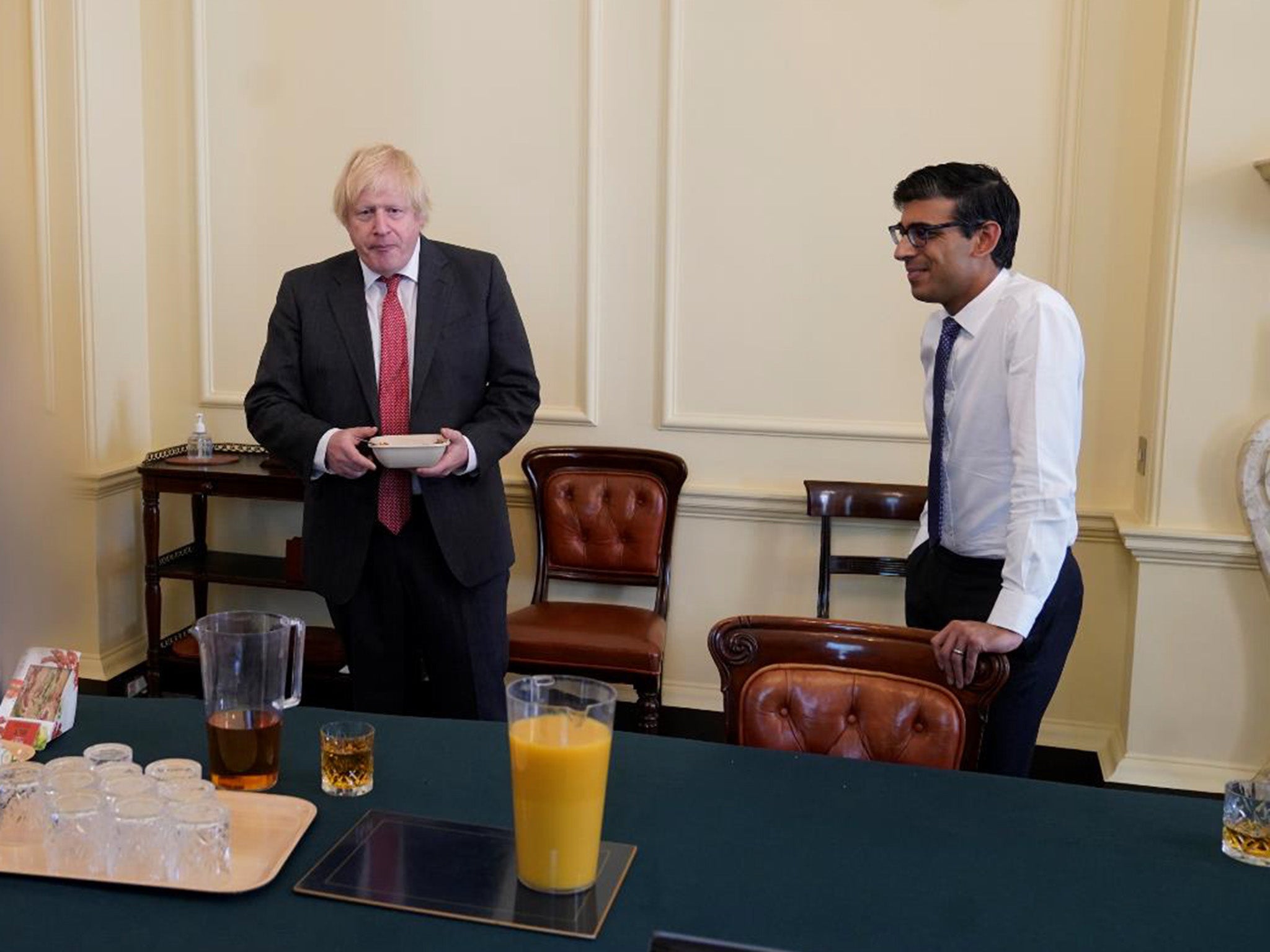 Boris Johnson and Rishi Sunak at the June 2020 gathering that saw both of them fined