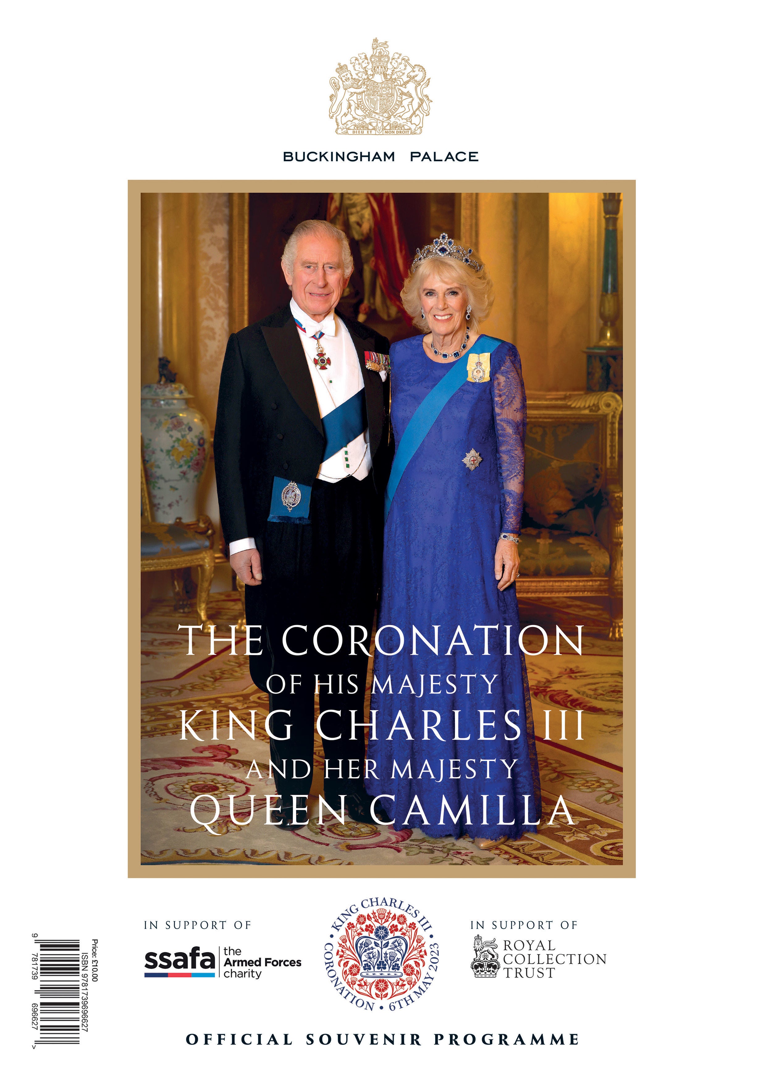 The front cover of the official souvenir programme celebrating the coronation of King Charles III and the Queen Consort