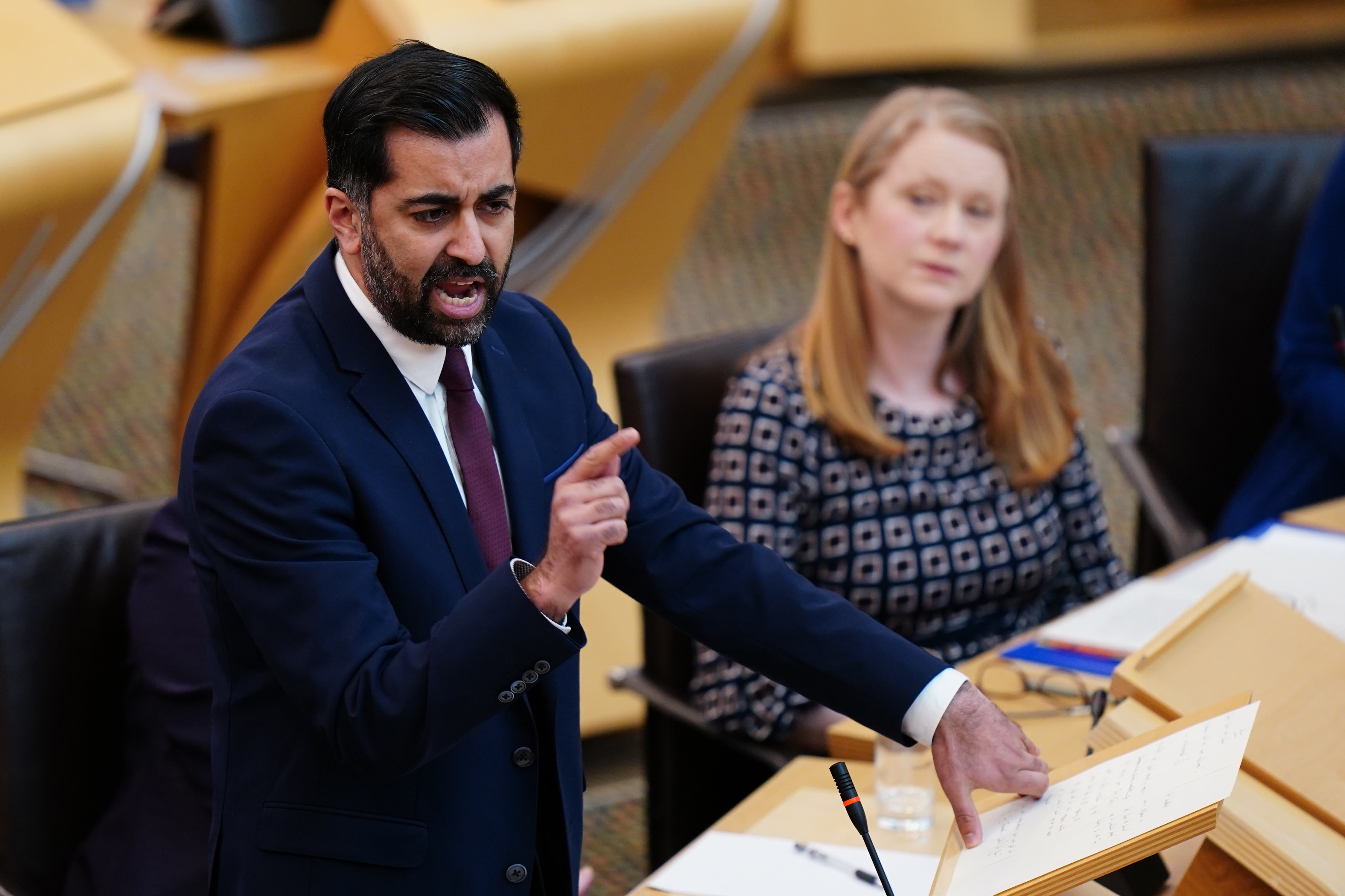 First Minister Humza Yousaf set out his priorities for the next three years to MSPs (Jane Barlow/PA)