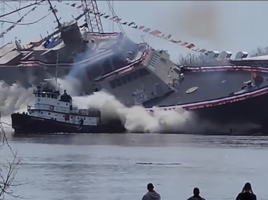 US warship reportedly damaged in disastrous launch