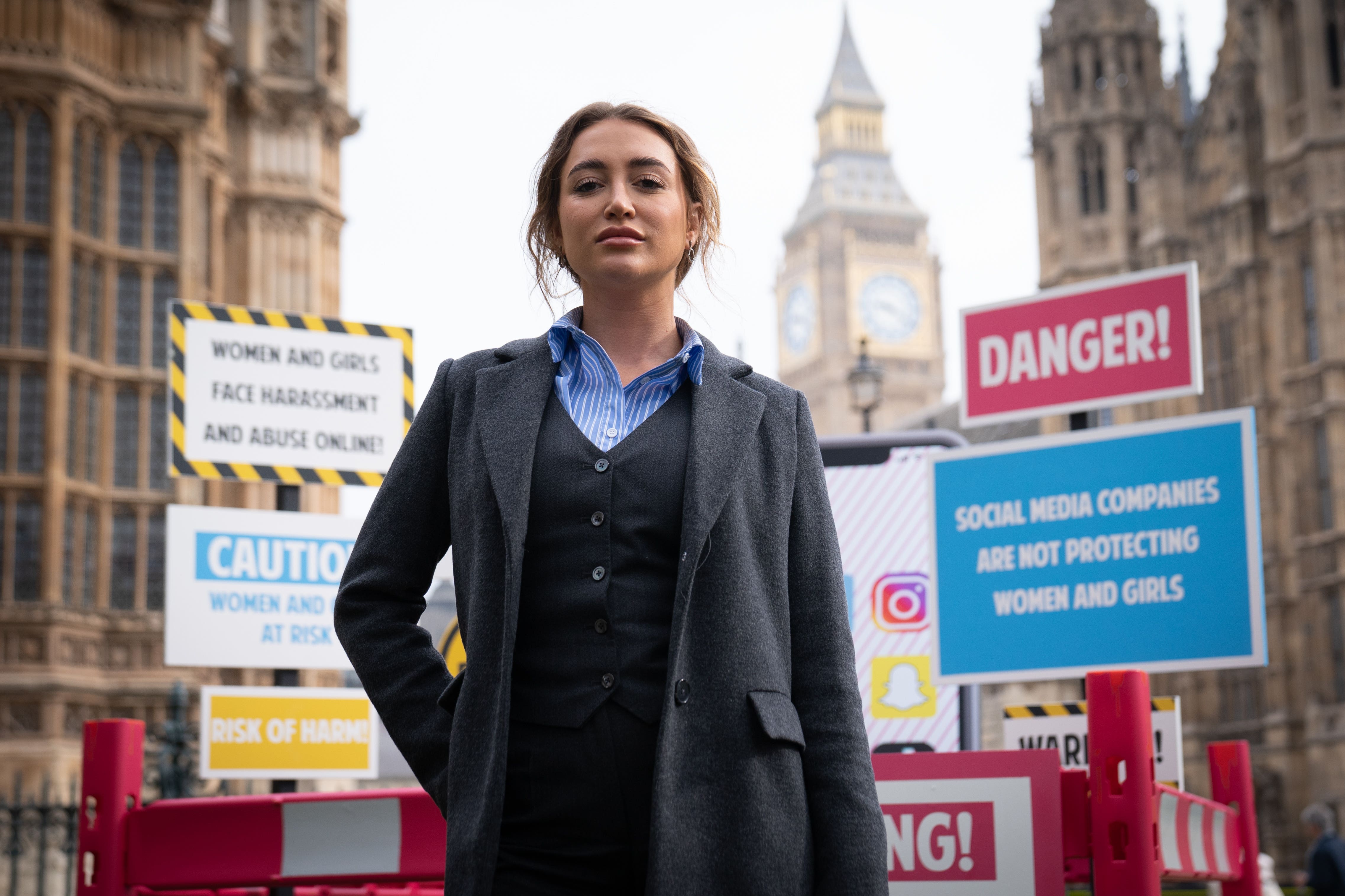 Georgia Harrison campaigning outside parliament