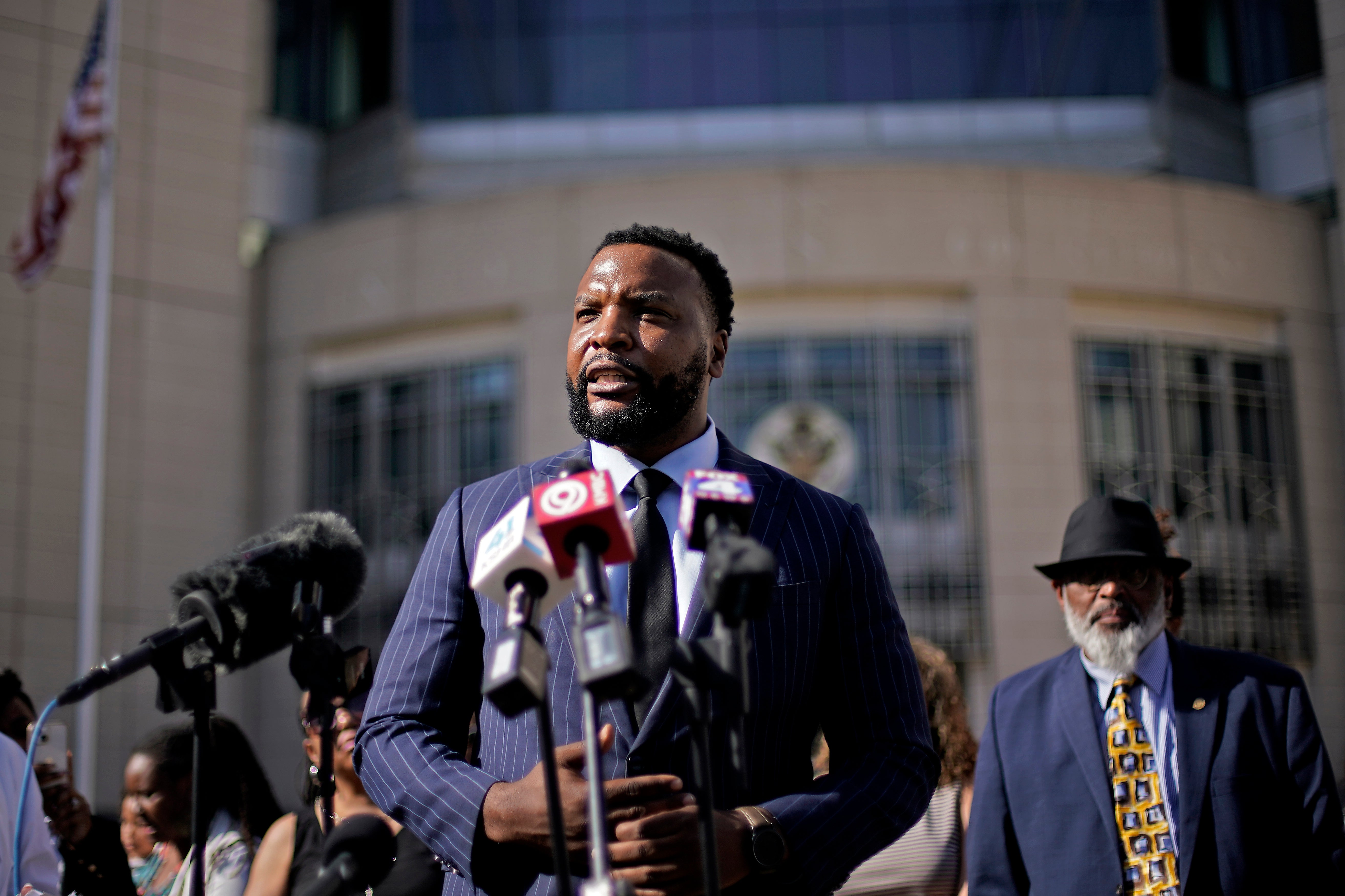 Attorney Lee Merritt speaks at rally in Kansas City for Ralph Yarl