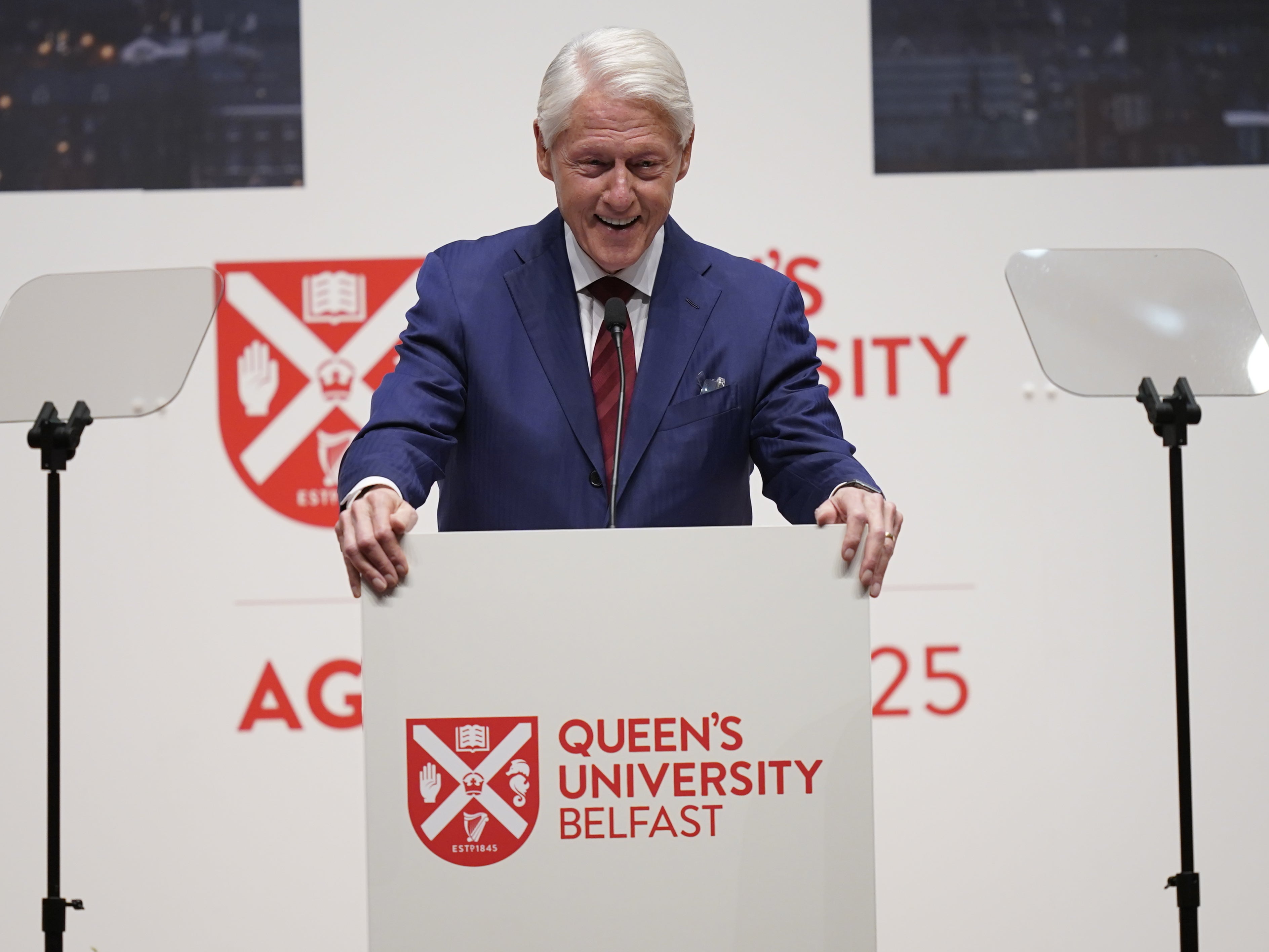 Former US president Bill Clinton speaking during the Belfast conference