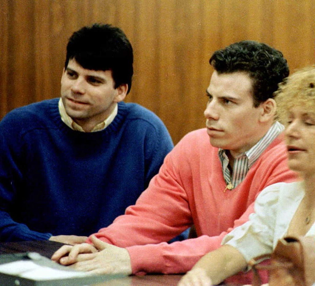 Double murder defendants Erik (R) and Lyle Menendez (L) during a court appearance in Los Angeles