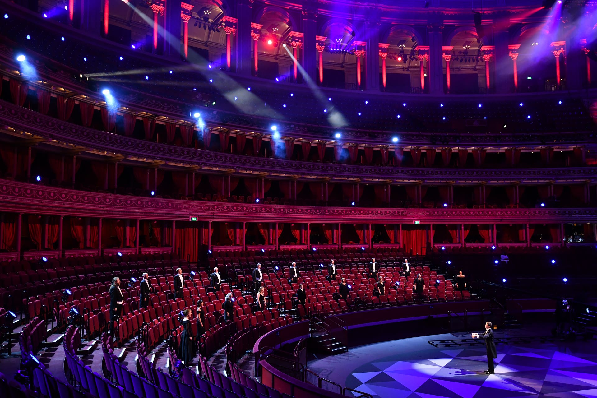 Nicholas Chalmers conducting the BBC Singers during the First Night of the Proms 2020 at the Royal Albert Hall (Chris Christodoulou/BBC/PA)