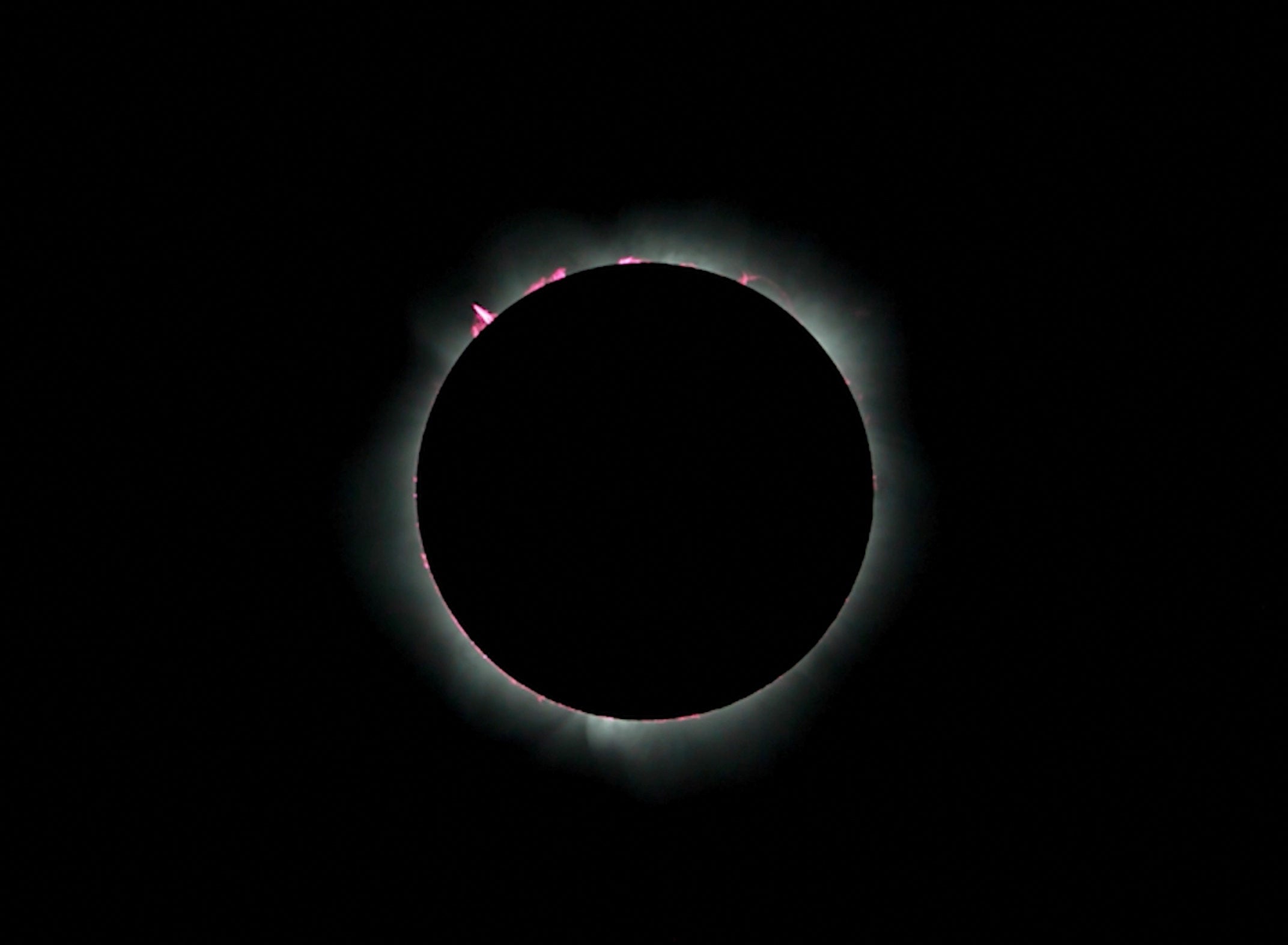 A supplied image of a total solar eclipse, Exmouth, Western Australia