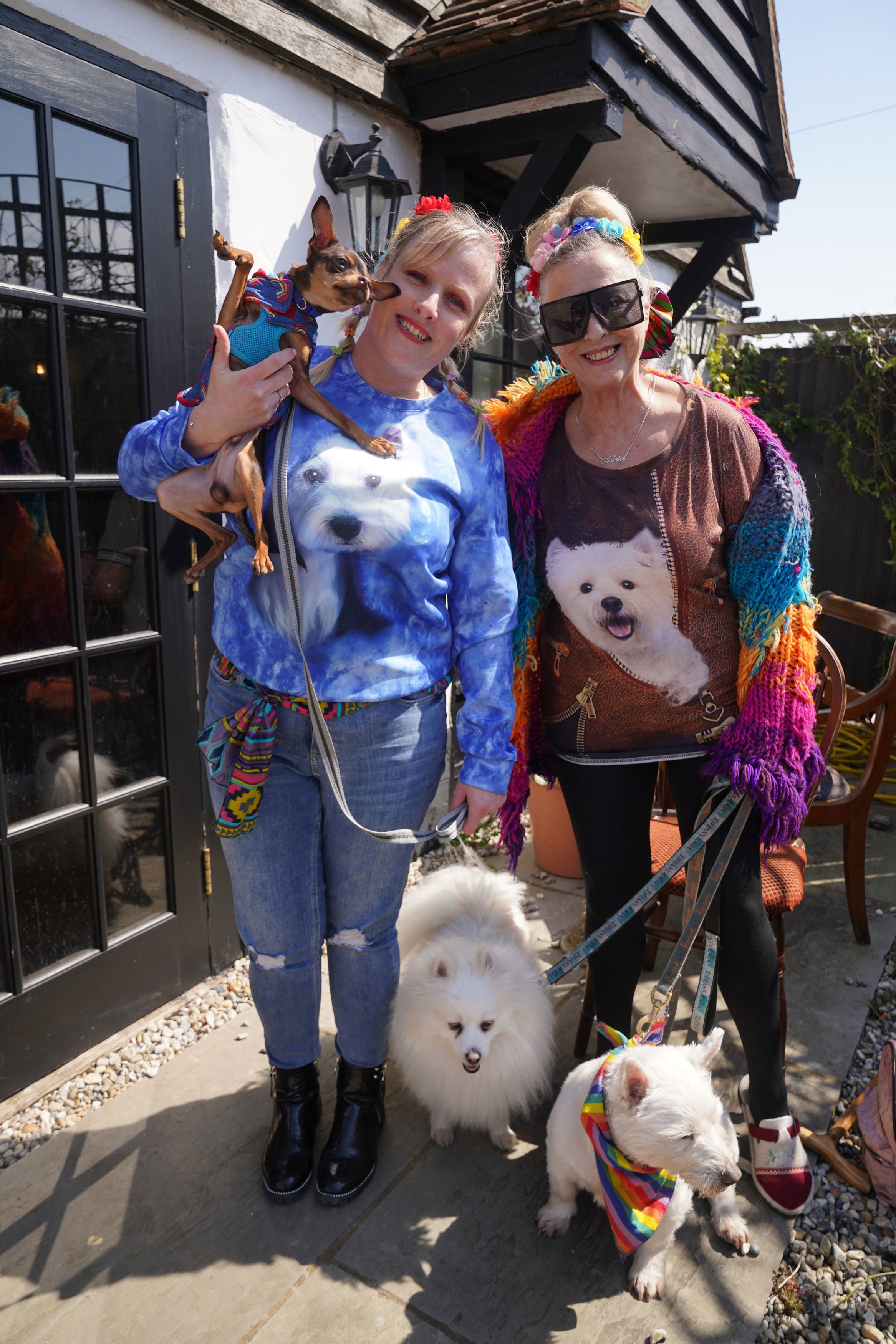 Fleur Boyd (left) with her mother Astrid Allen from Margate with their dog Zeus outside the Walnut Tree Pub