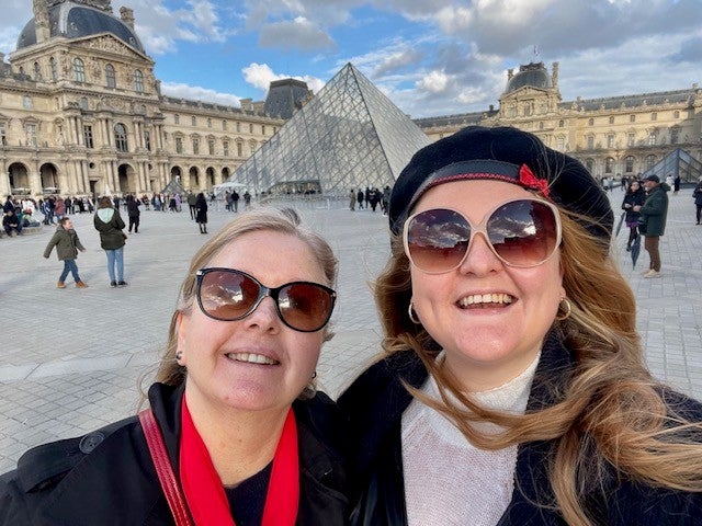 Sophia, right, and her mum during a trip to Paris