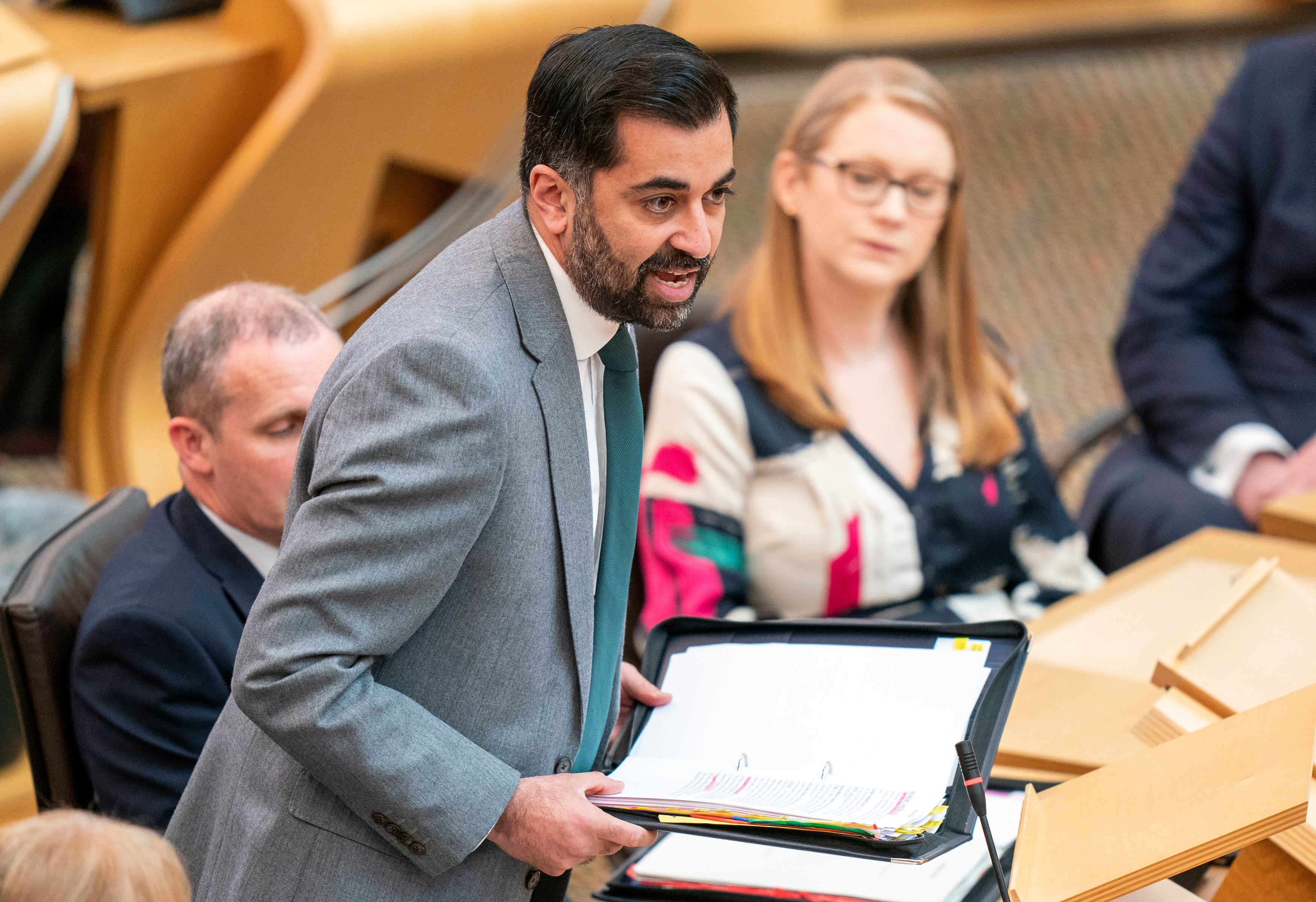 Yousaf during FMQs earlier