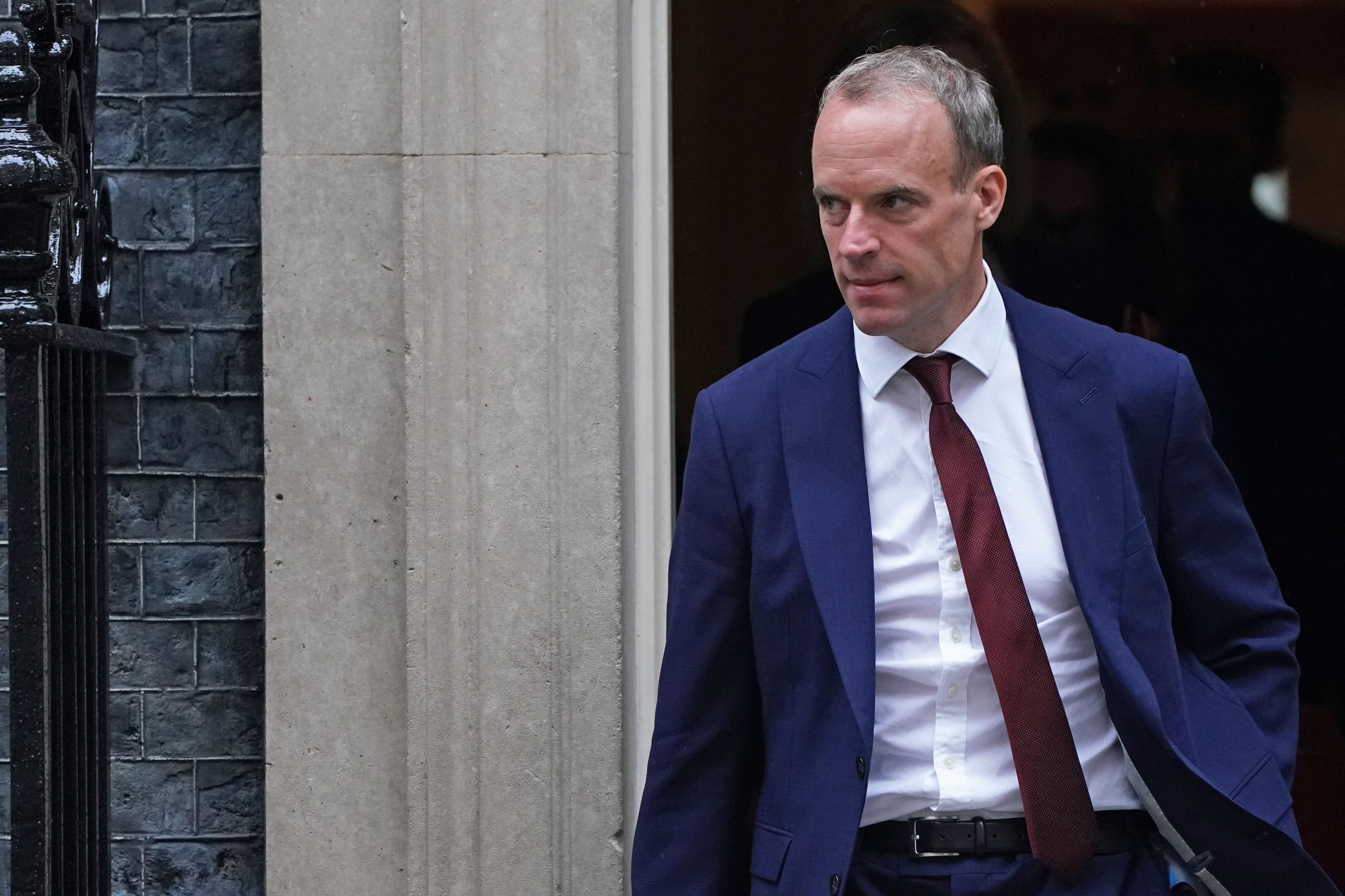 Dominic Raab leaves Downing Street