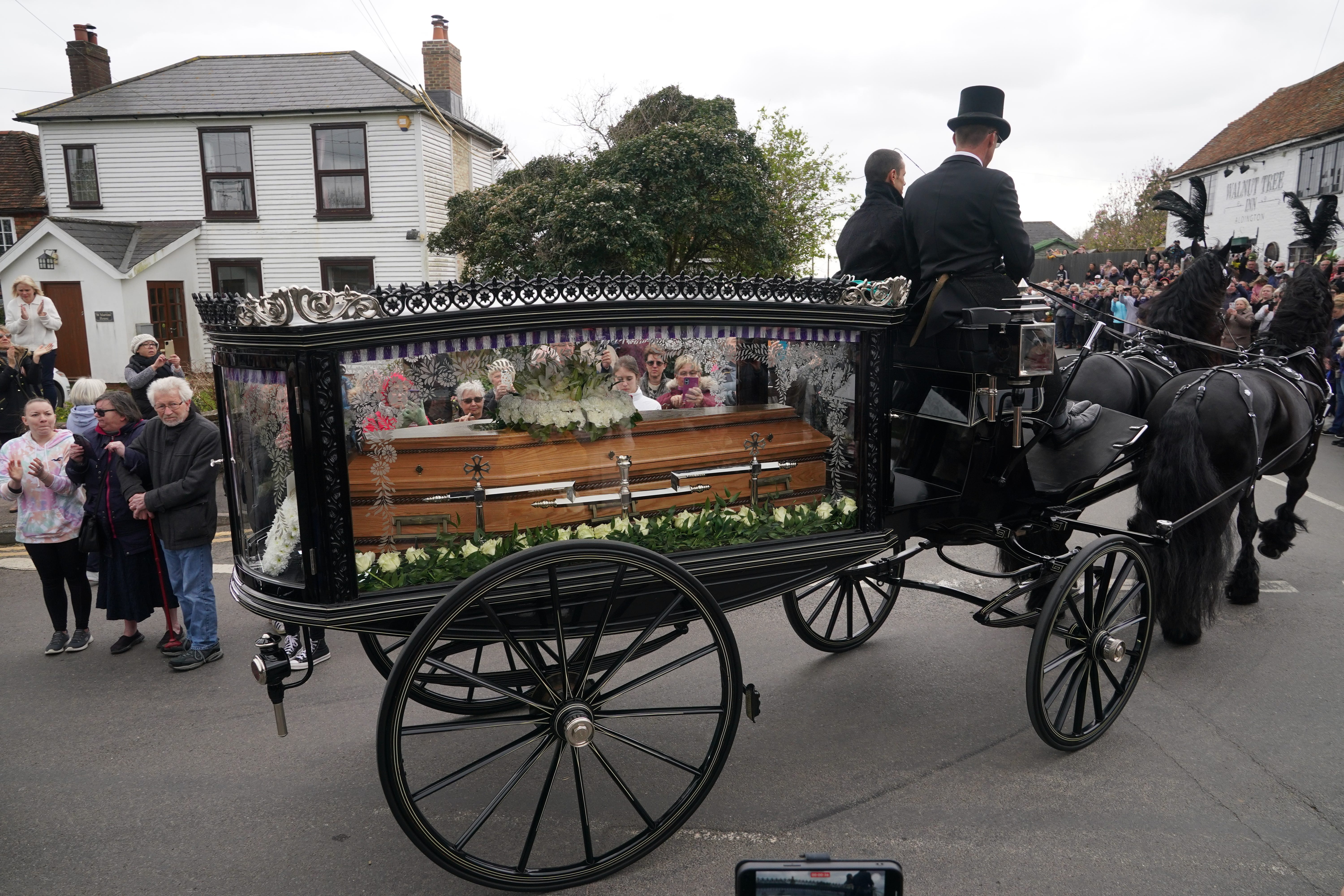 The funeral cortege of Paul O’Grady (Yui Mok/PA)