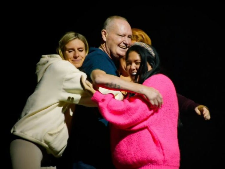 Burrows, Moffatt and Preston hug Gascoigne