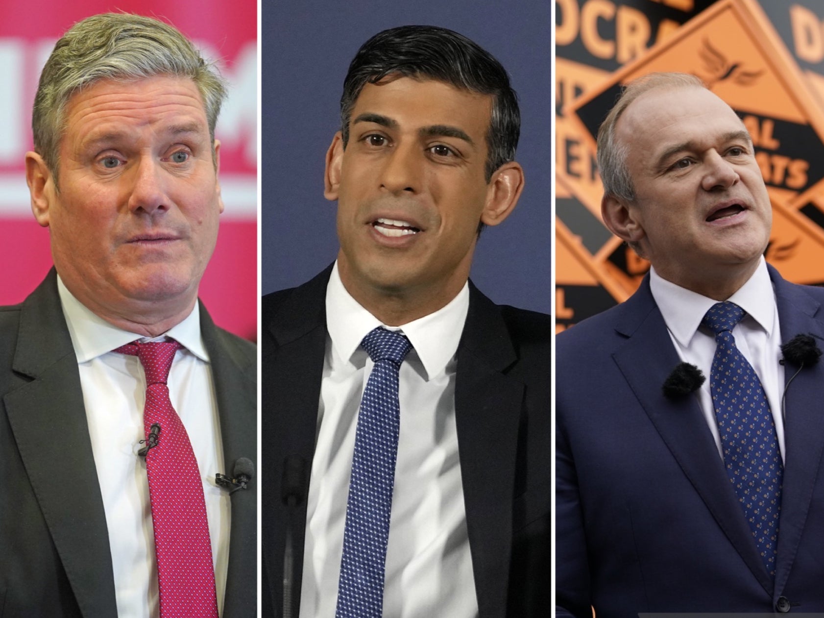 Party leaders Keir Starmer, Rishi Sunak and Ed Davey