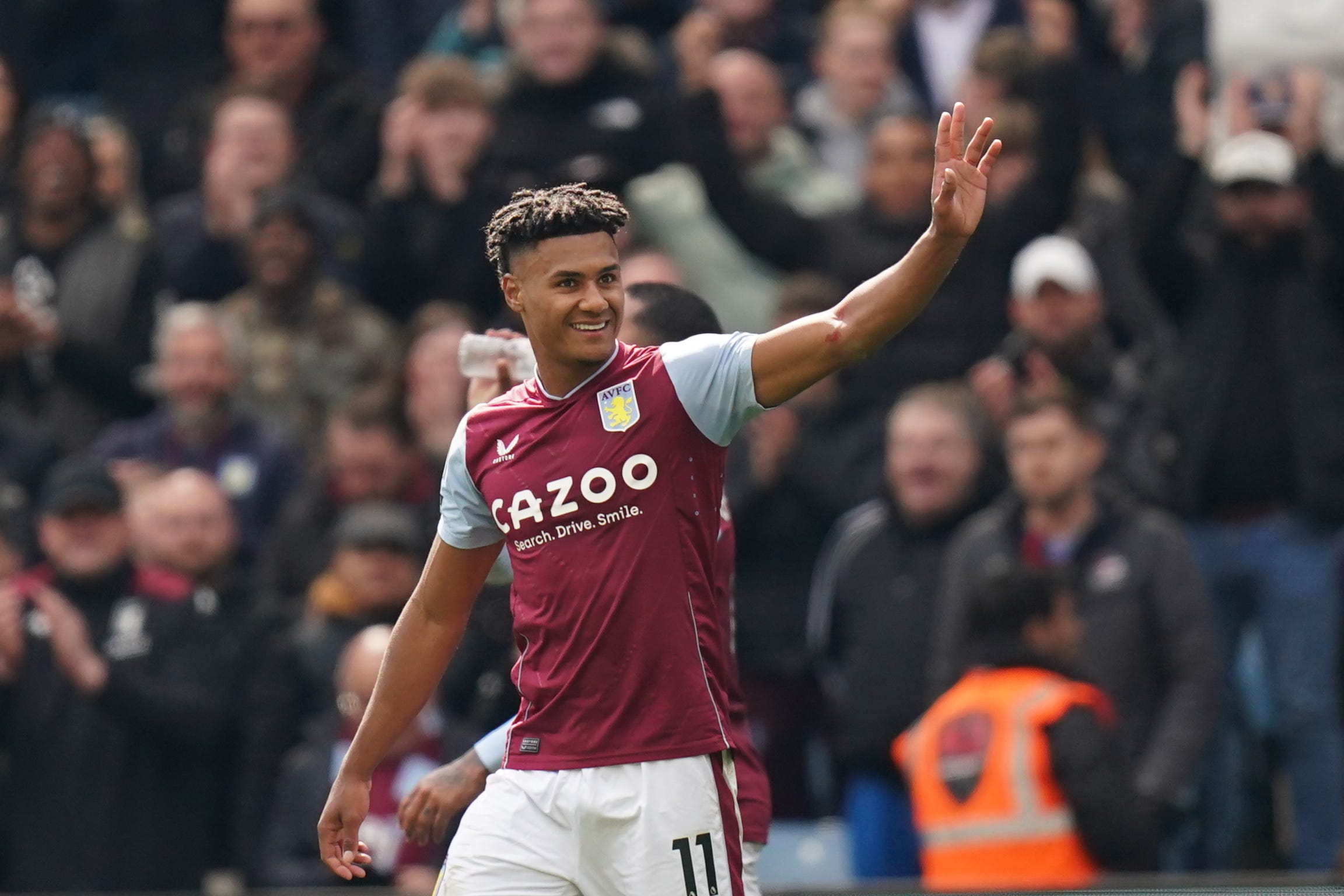 Ollie Watkins celebrates scoring against Newcastle (Jacob King/PA)