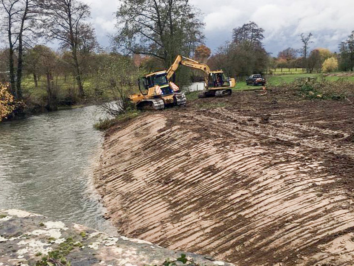 The river bank being cleared